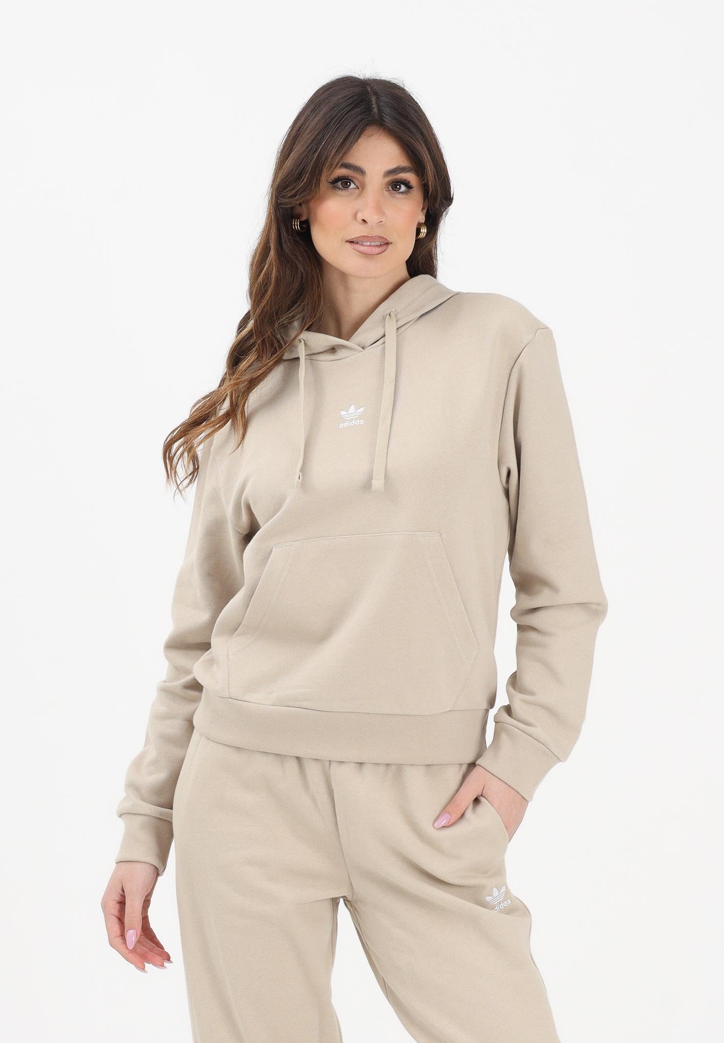 ADIDAS ORIGINALS Felpa con cappuccio ESSENTIALS FRENCH TERRY beige da donna KE1241 . ADIDAS ORIGINALS