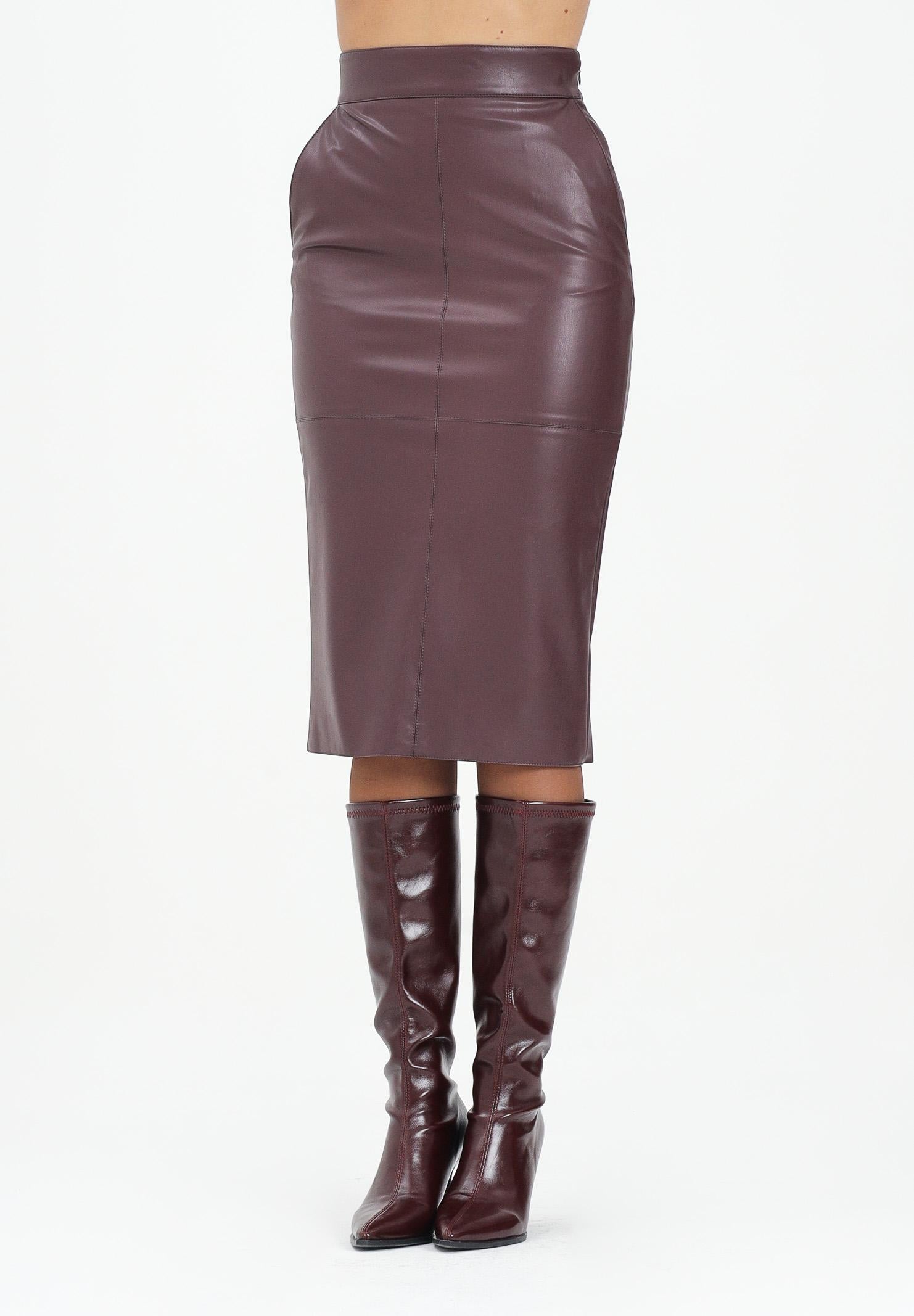 ELISABETTA FRANCHI Gonna midi bordeaux da donna con ganci gioiello GO14557E2 EA4 ELISABETTA FRANCHI