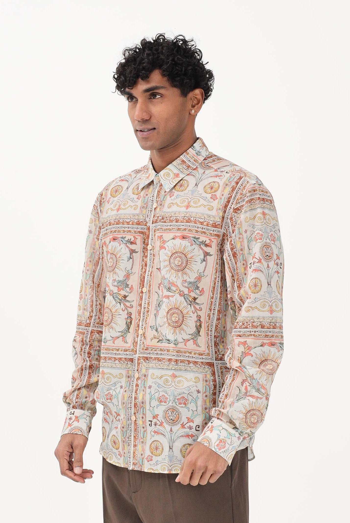 JUST CAVALLI Camicia a manica lunga multicolore da uomo con stampa ornamentale 80OAL210NS776 774 JUST CAVALLI