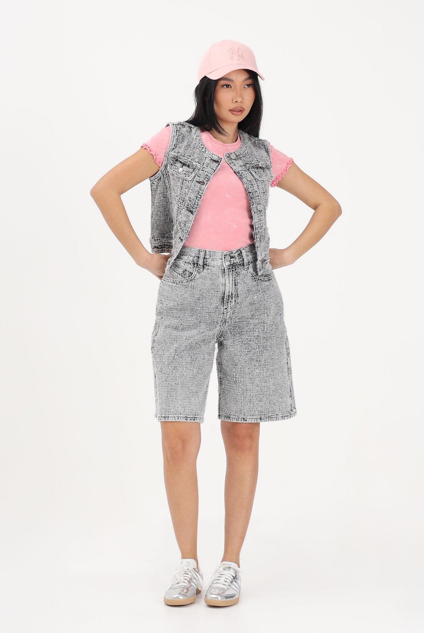 DIESEL Bermuda in denim grigio per donna, ragazzi e bambini J02345KXBR5 K02 DIESEL