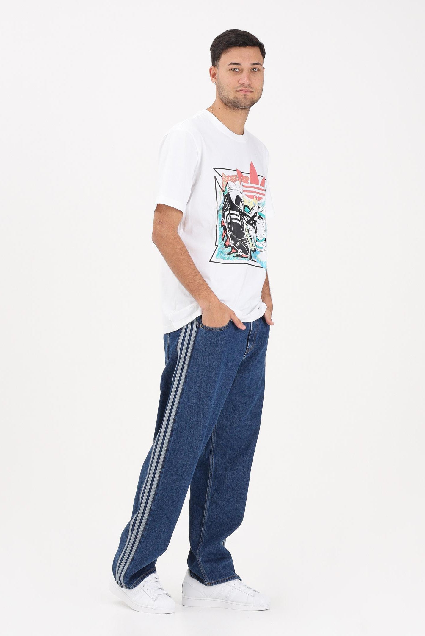 ADIDAS ORIGINALS Jeans Firebird Adicolor in denim medio da uomo KD1499 . ADIDAS ORIGINALS