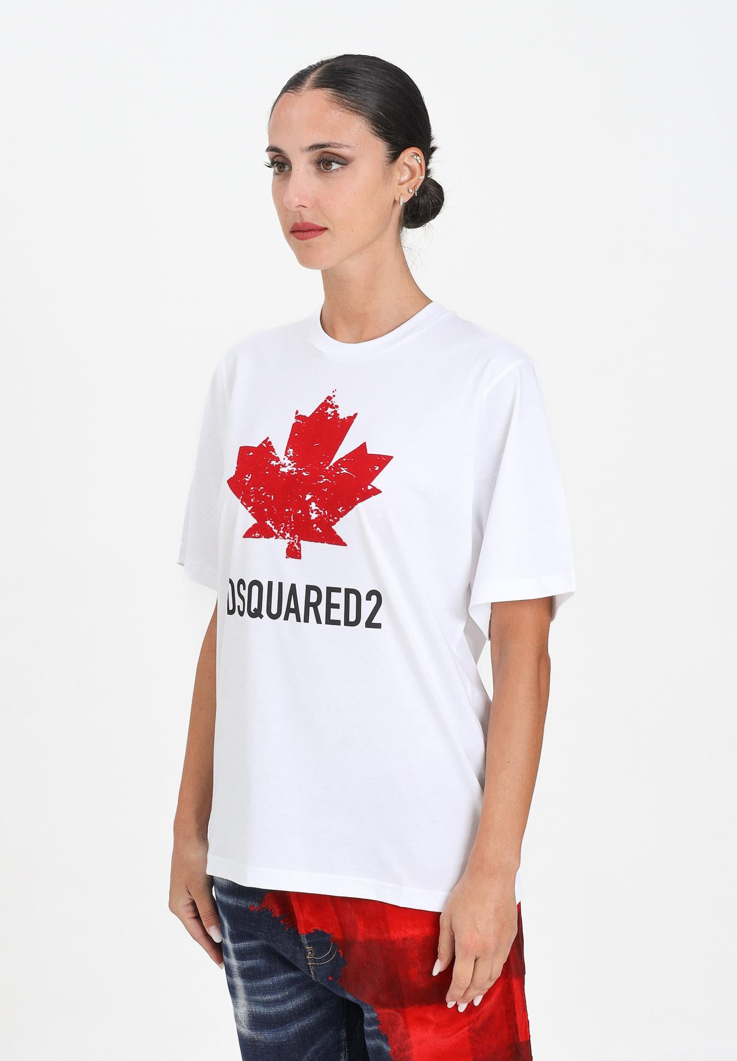 DSQUARED2 T-shirt a manica corta bianca per donna, ragazzi e bambini con logo DQ2982D00XM DQ100 DSQUARED2
