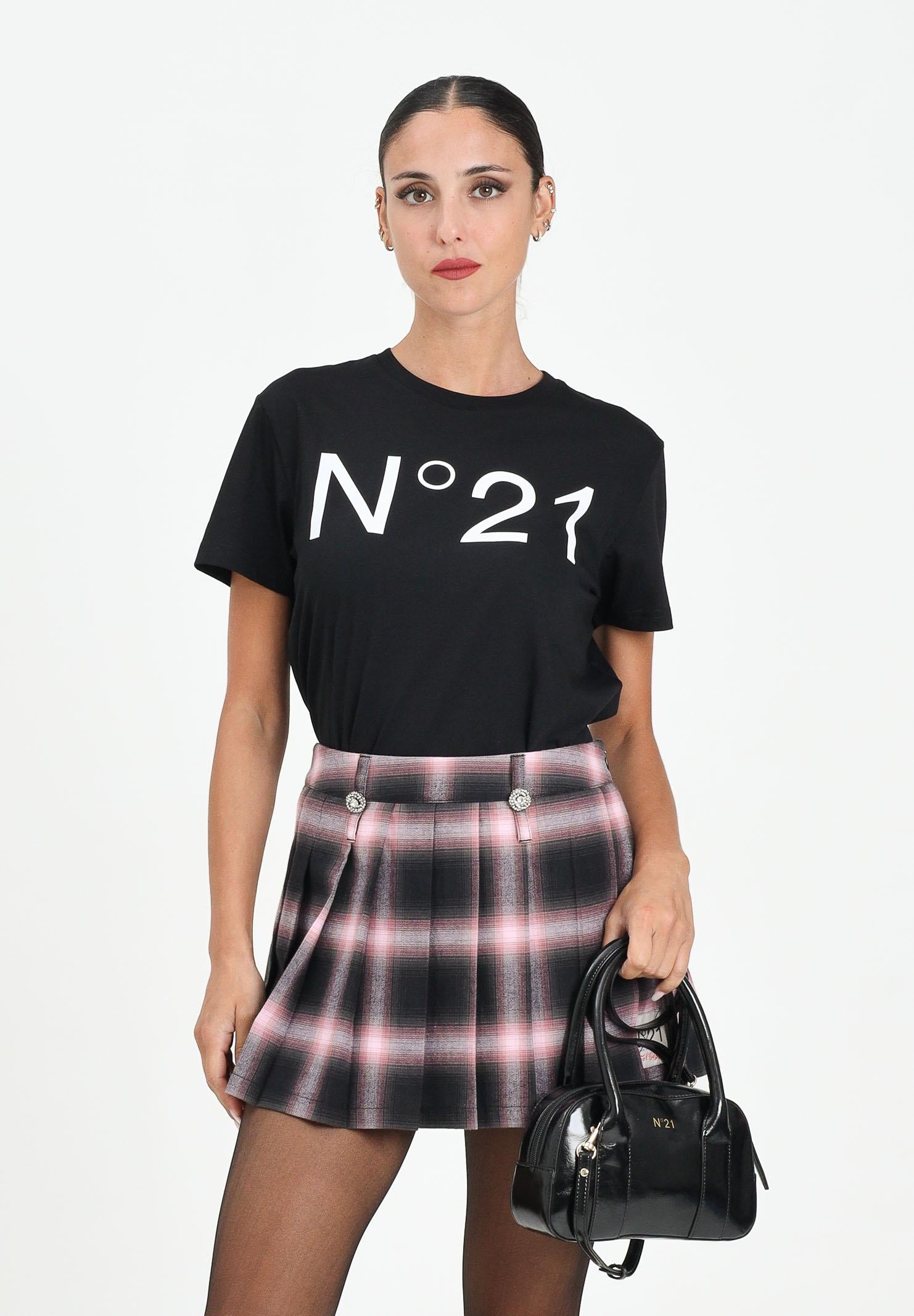 N21 T-shirt a manica corta nera per donna, ragazzi e bambini con stampa logo N21173N0153 0N900 N21