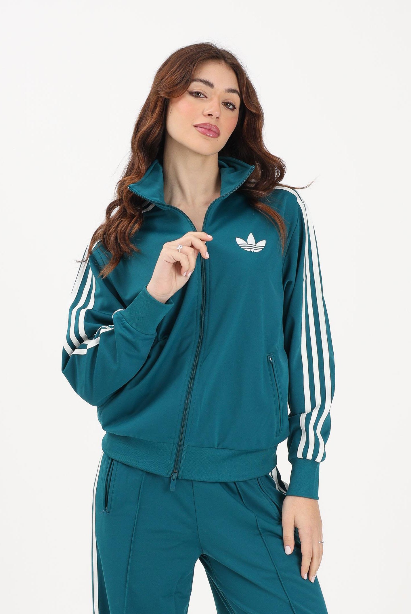 ADIDAS ORIGINALS Felpa con zip FB TT Loose verde ottanio da donna KG3718 . ADIDAS ORIGINALS