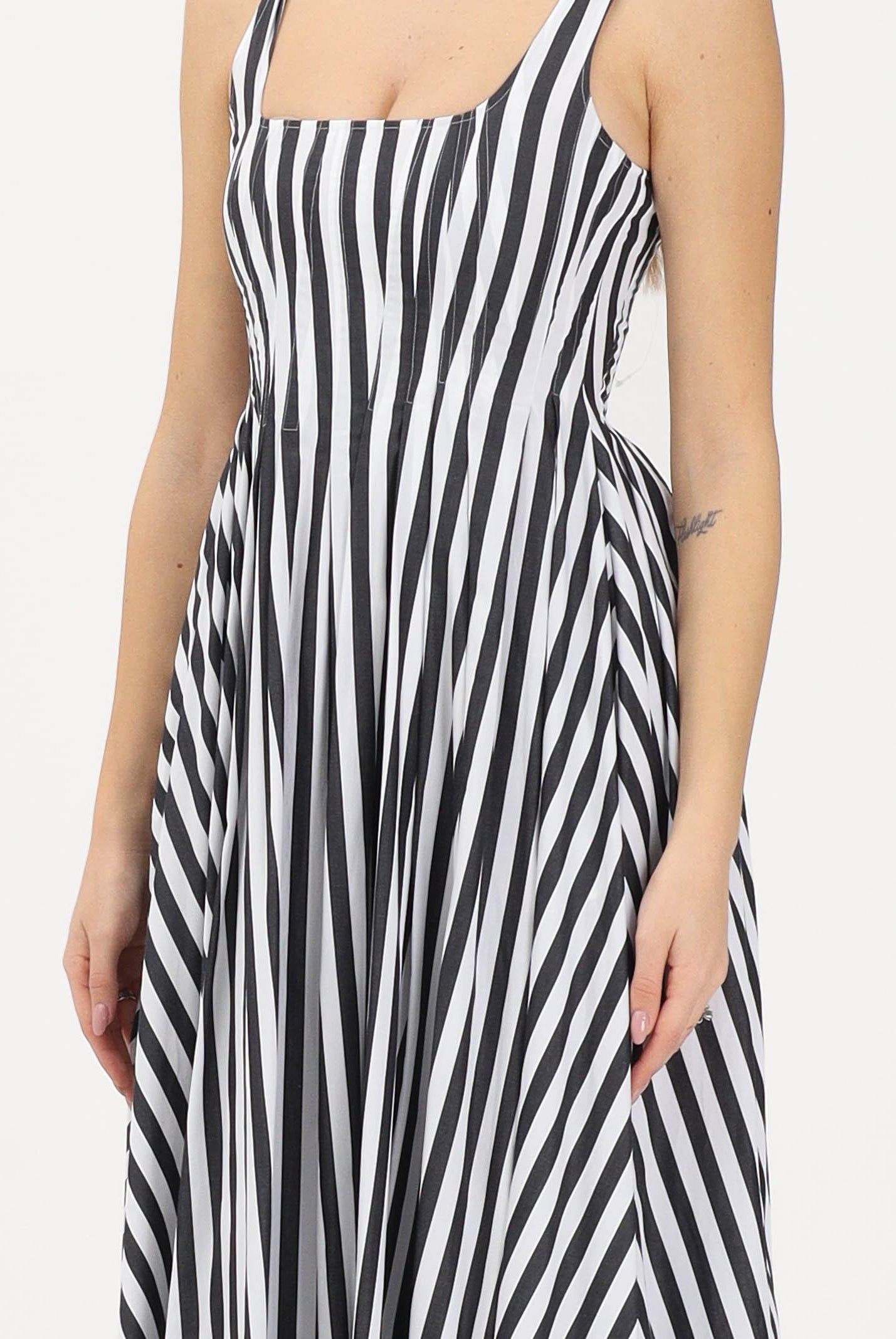SPORTMAX Abito midi SPXFILMATO bianco e nero da donna con fantasia a righe 2612221112600 004 SPORTMAX
