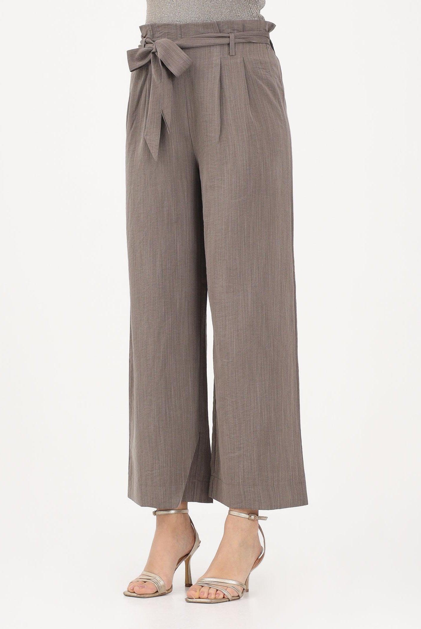 ONLY Pantalone elegante fango da donna con girovita a caramella 15269628 FAME ONLY