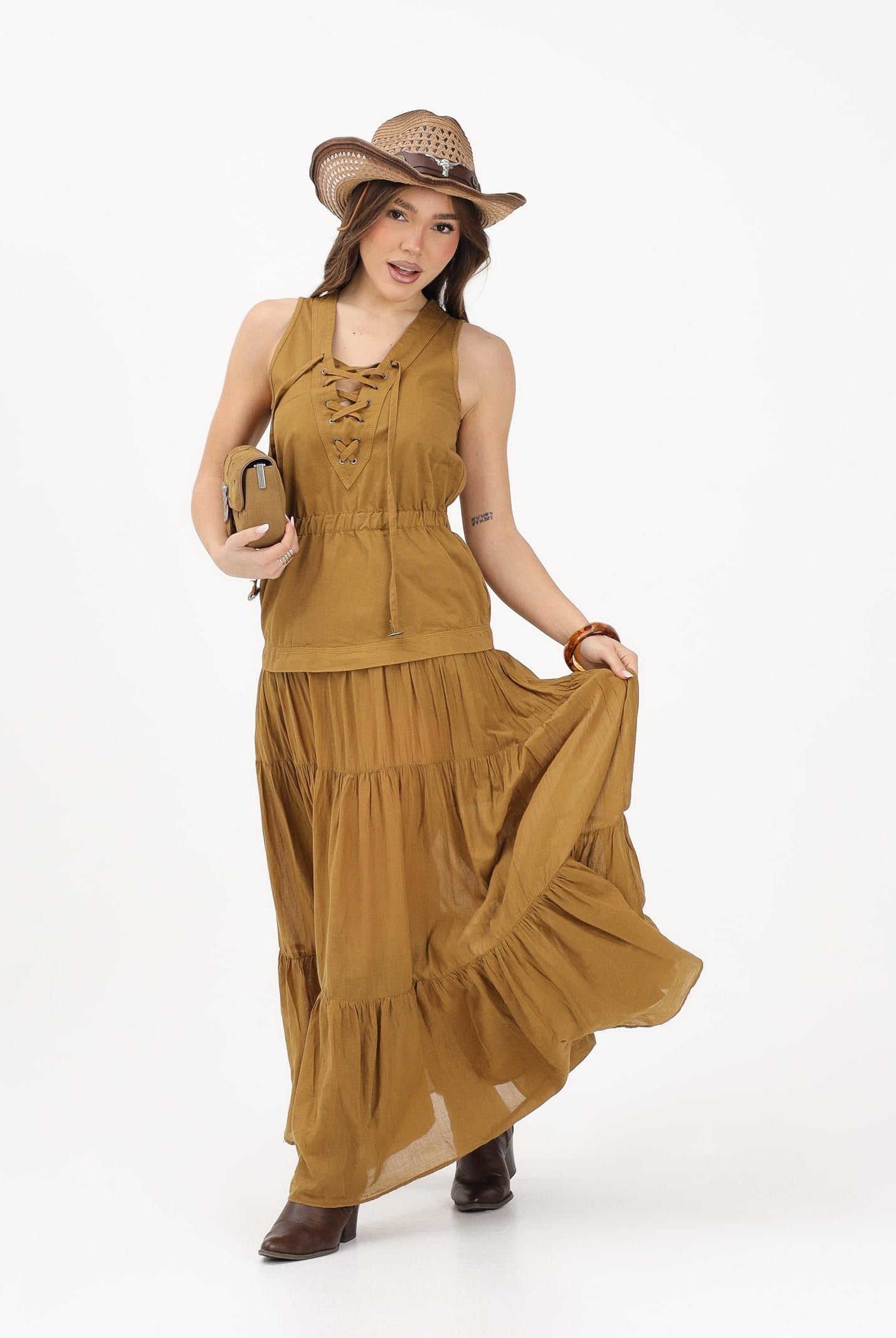 PINKO Abito lungo kiwi da donna con balza e nastri 106822A3AX L25 PINKO
