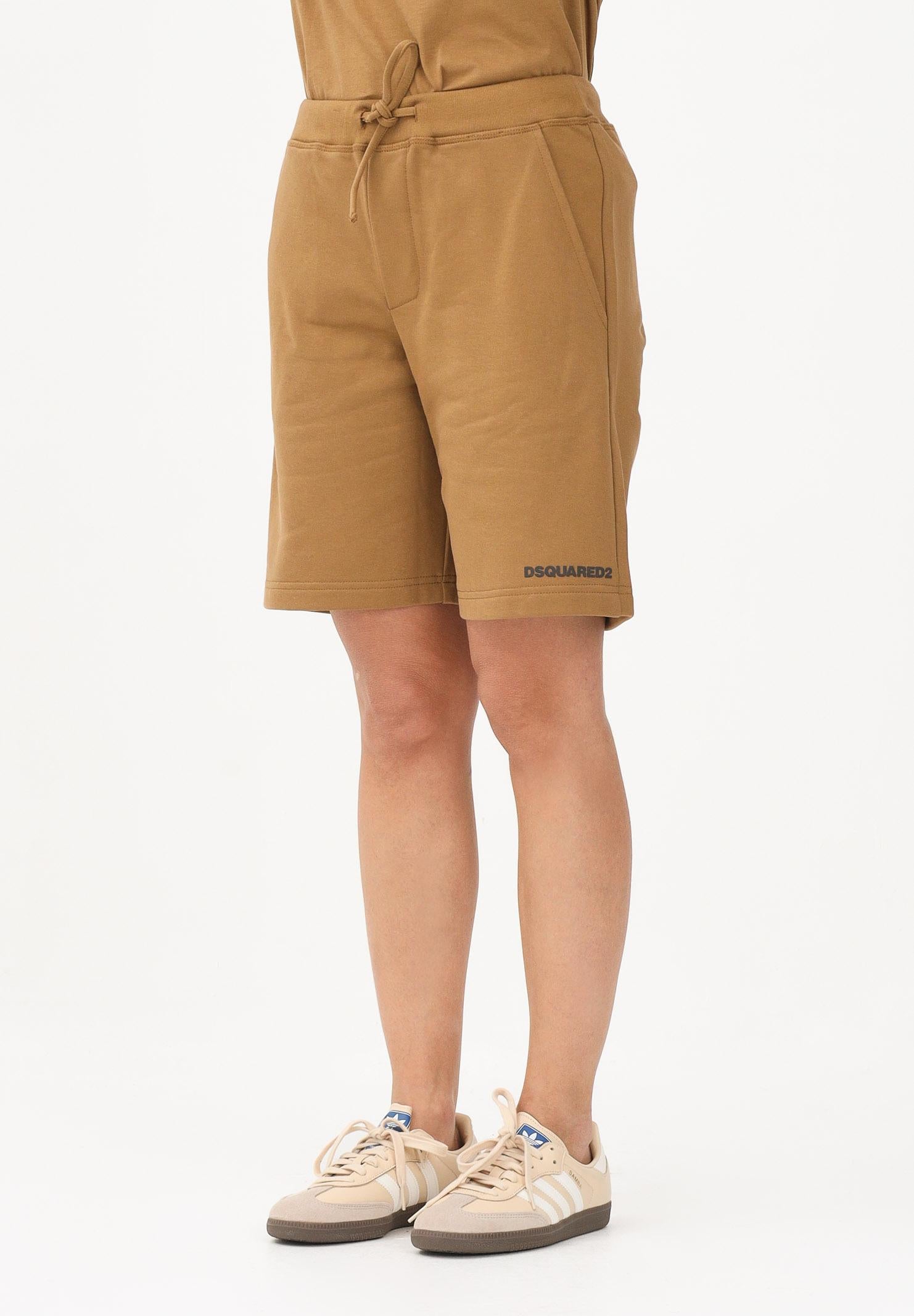 DSQUARED2 Shorts sportivo marrone per donna, ragazzi e bambini con stampa logo DQ2738D0094 DQ730 DSQUARED2