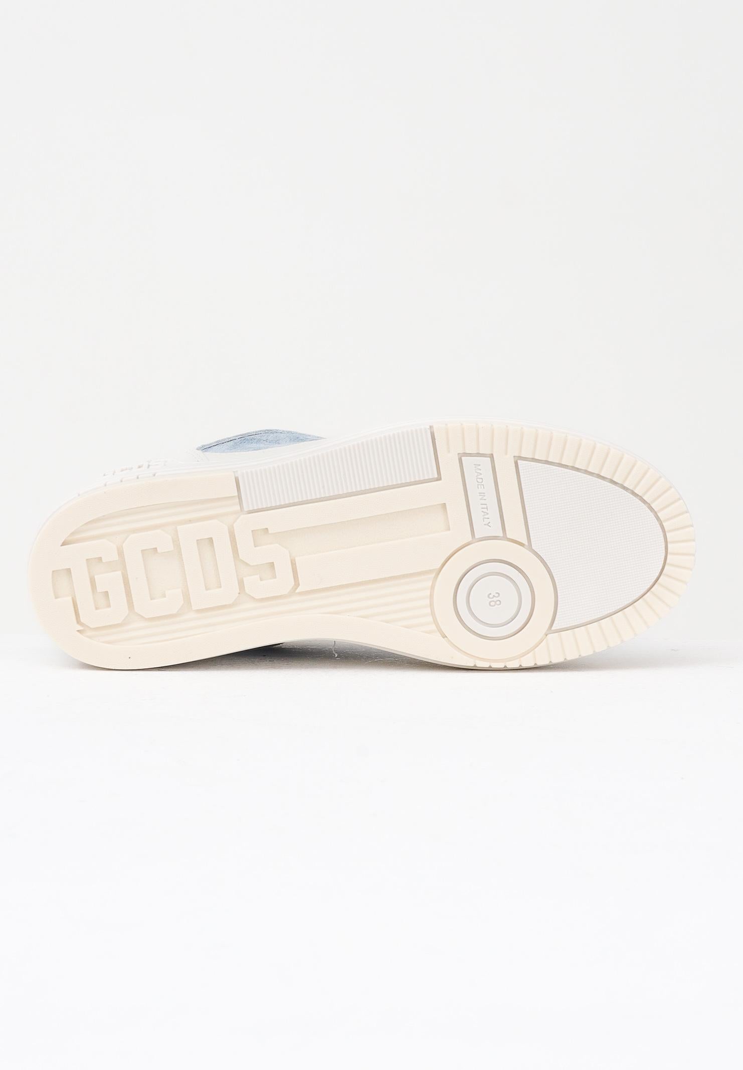GCDS Sneakers panna per uomo e donna con inserti in denim chiaro GCD1011 460 GCDS