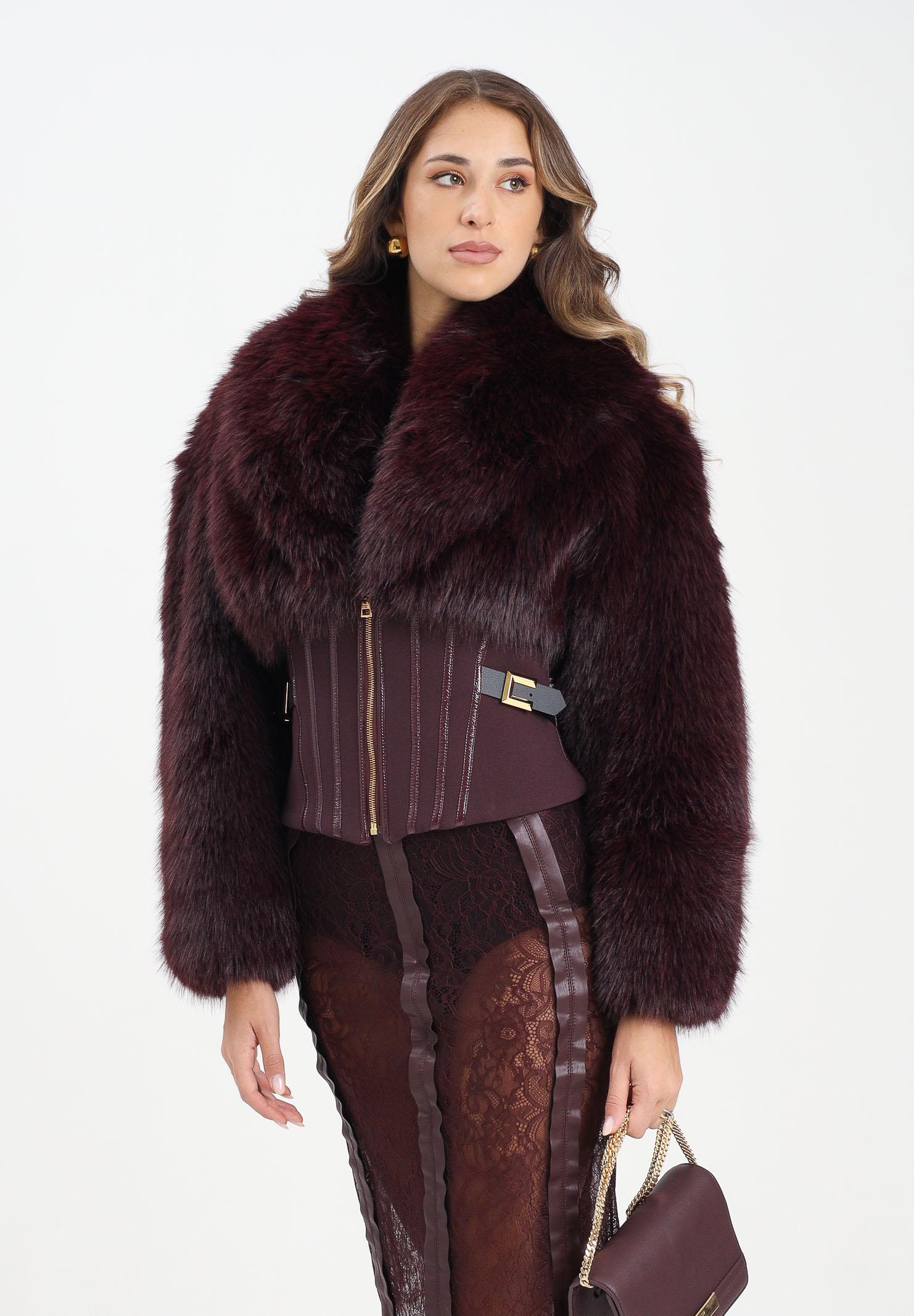 ELISABETTA FRANCHI Pelliccia bordeaux da donna con bustier GB05A57E2 EA4 ELISABETTA FRANCHI