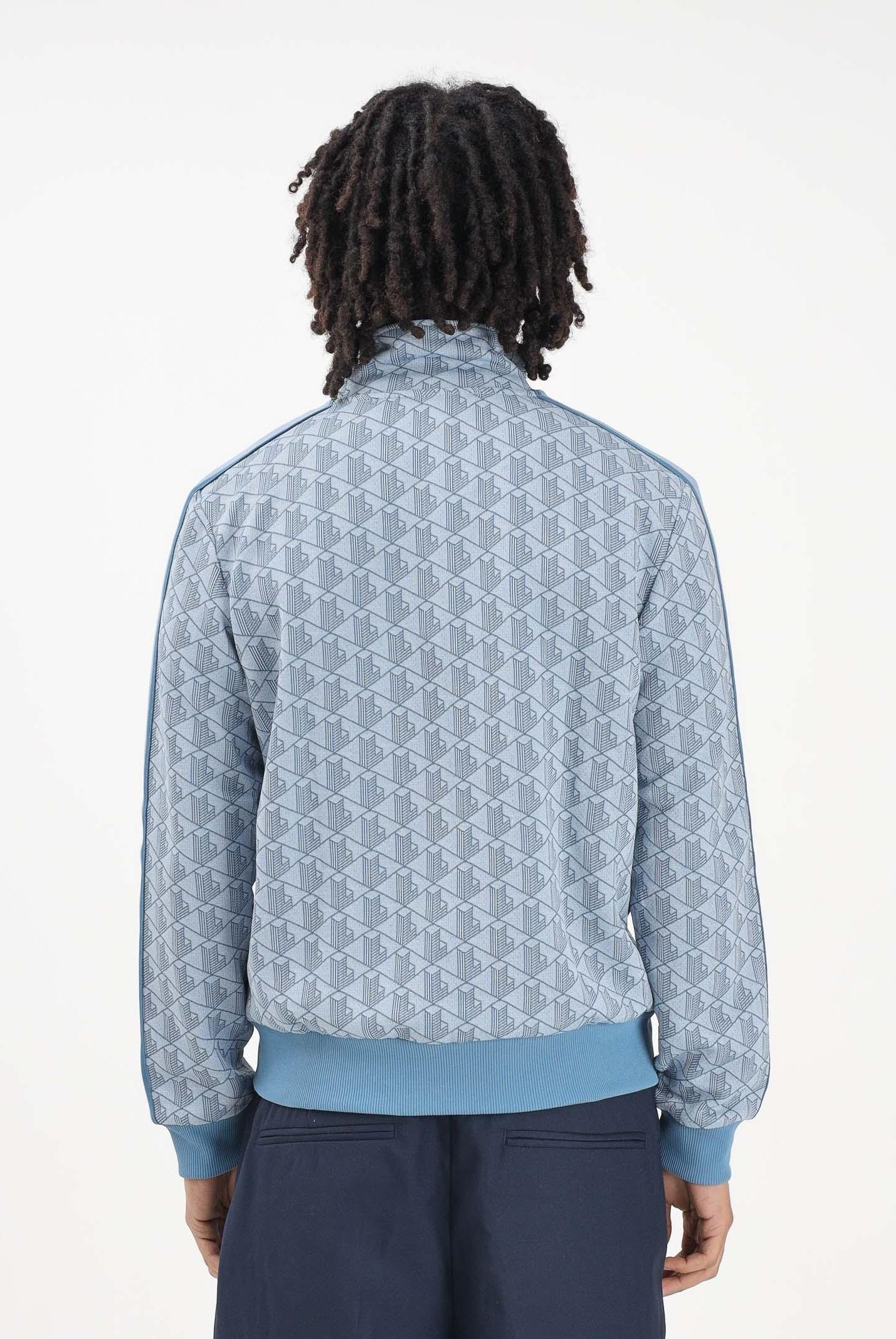 LACOSTE Felpa con zip Paris azzurra da uomo SH1368 1QI LACOSTE