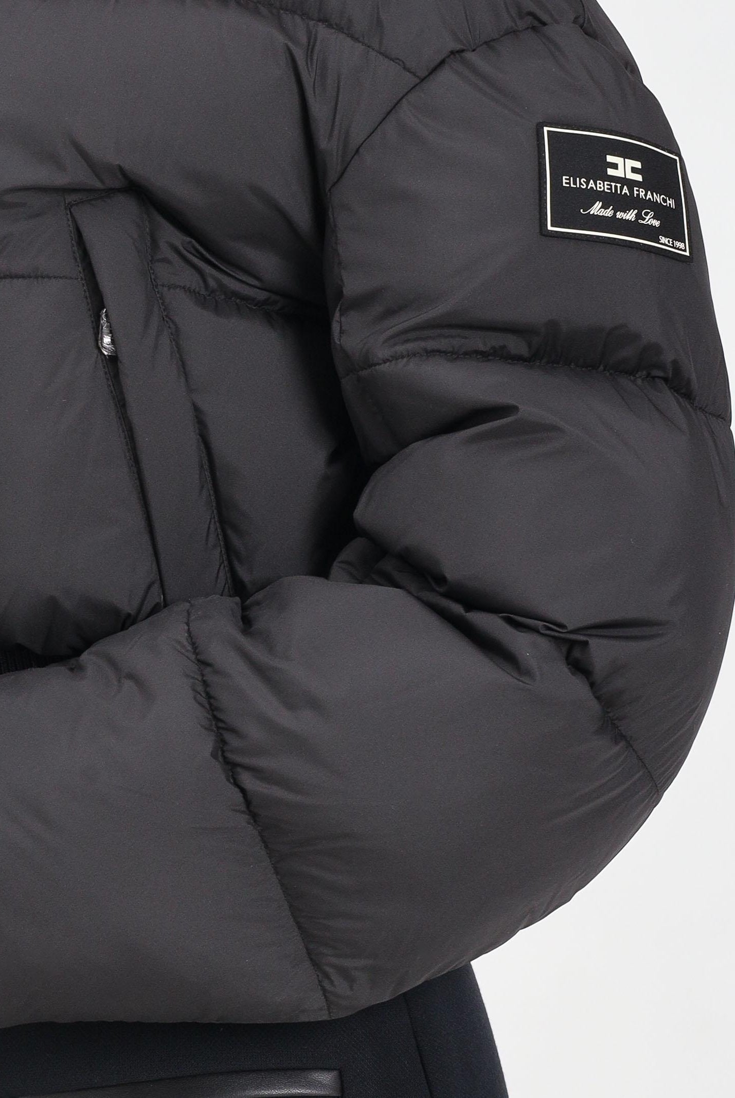 ELISABETTA FRANCHI Bomber nero da donna con patch logo PI85D56E2 110 ELISABETTA FRANCHI