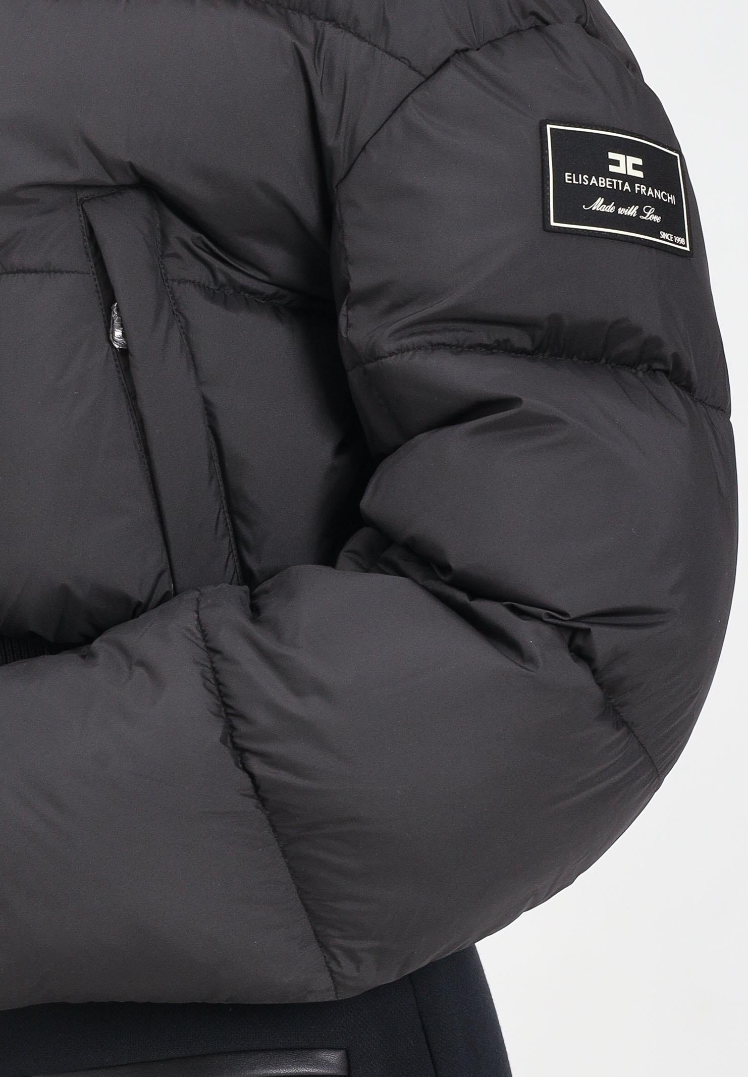 ELISABETTA FRANCHI Bomber nero da donna con patch logo PI85D56E2 110 ELISABETTA FRANCHI