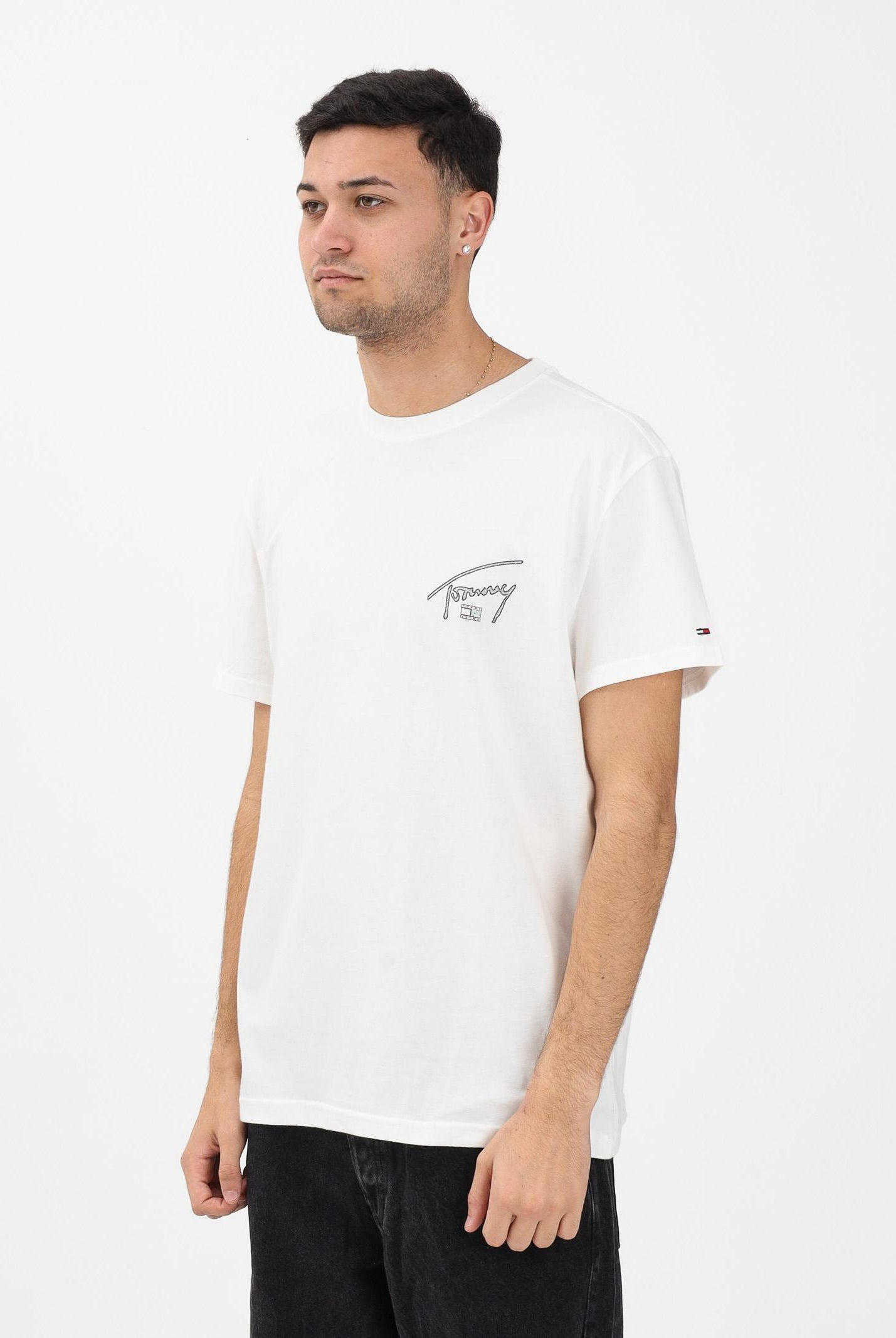 TOMMY JEANS T-shirt a manica corta Signature panna da uomo DM0DM22320 YBL TOMMY JEANS