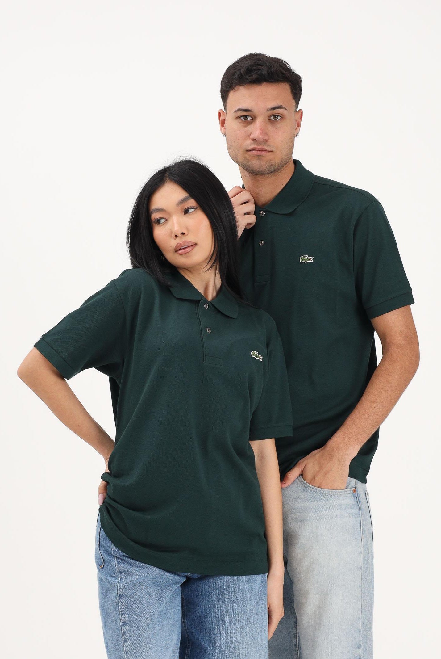 LACOSTE Polo verde scuro per uomo e donna con patch logo coccodirllo 1212 AFK LACOSTE