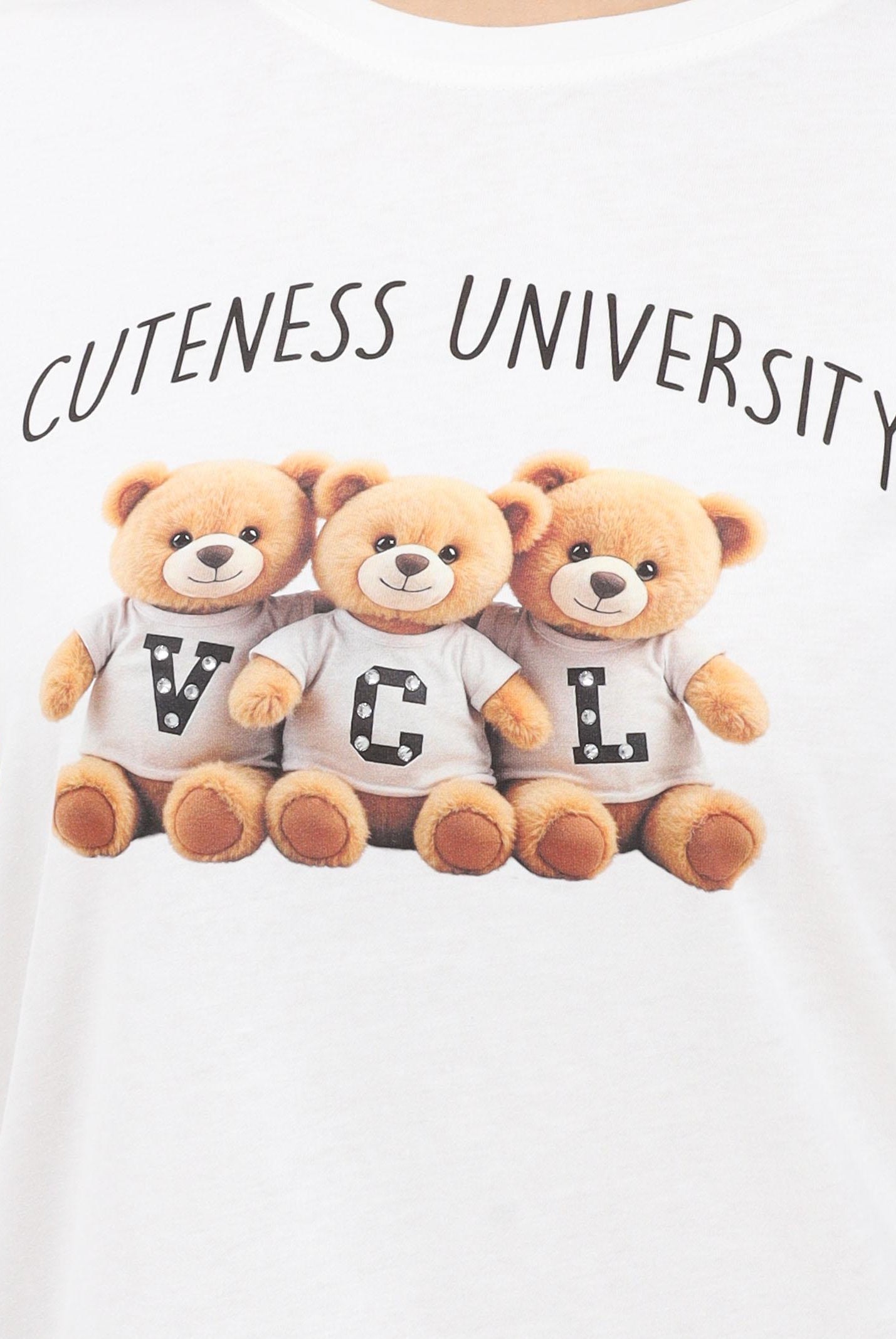 VICOLO T-shirt a manica corta bianca da donna con stampa RF0600 BI VICOLO