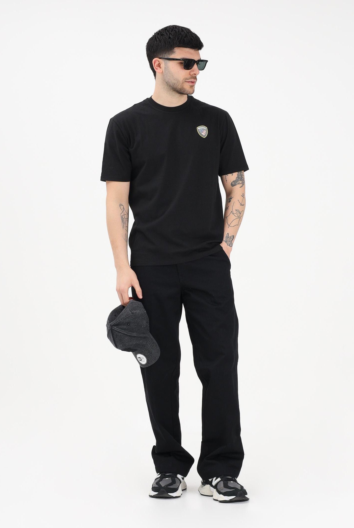 BLAUER T-shirt a manica corta FAXON nera da uomo con logo 26SBLUH02284-007480 999 BLAUER