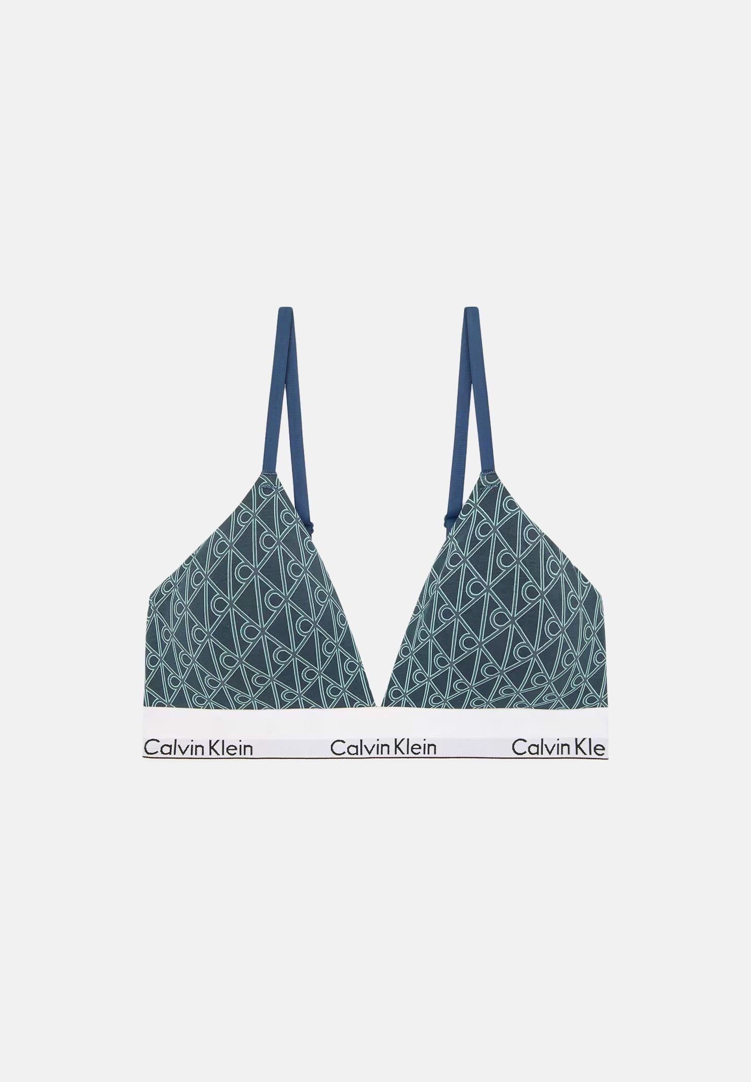 CALVIN KLEIN Bralette verde acqua da donna caratterizzato da stampa monogramma "CK" LV00QF8498 2QD CALVIN KLEIN