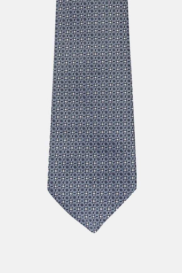 LANVIN Cravatta blu da uomo in faille di seta a micro fiorellini 2106/1C . LANVIN