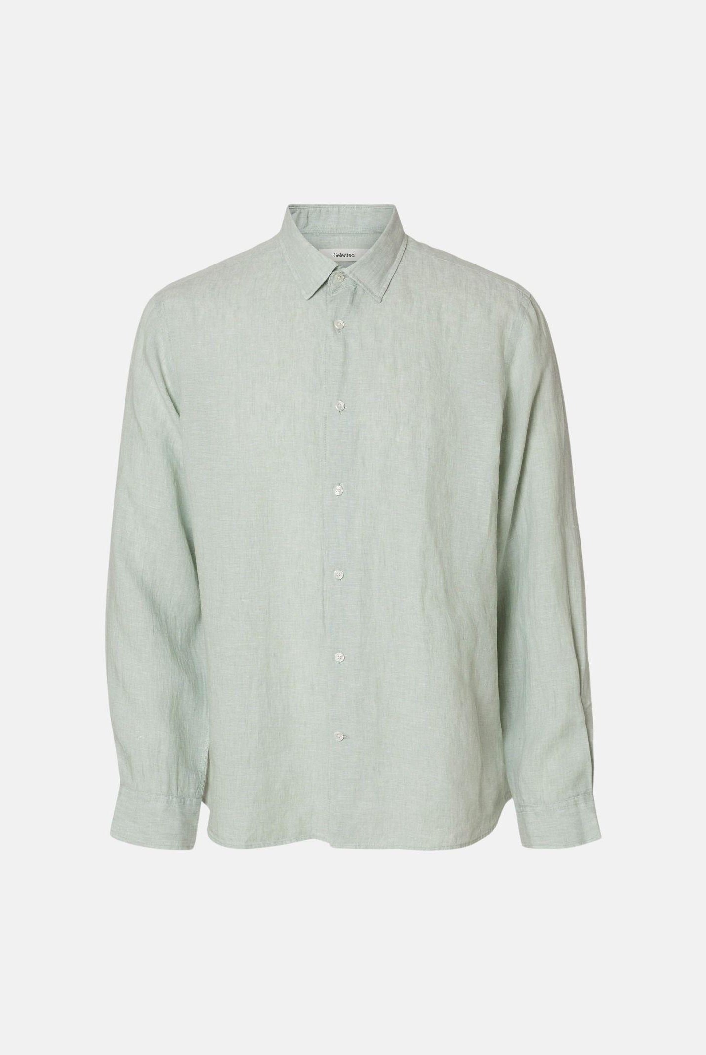 SELECTED HOMME Camicia Kylian 100% lino Aqua Gray da uomo. 16092471 ACGR SELECTED HOMME