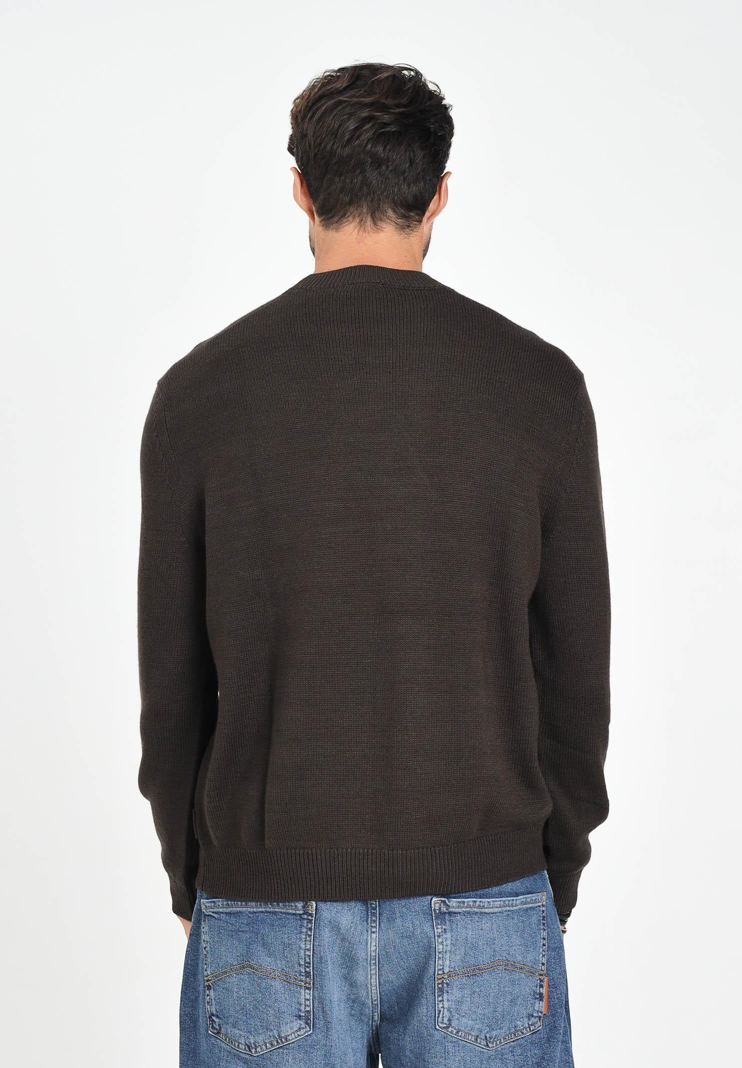 ARMANI EXCHANGE Maglioncino girocollo marrone da uomo realizzato in maglia rasata a punto fine XM001916AF14008 O6007 ARMANI EXCHANGE