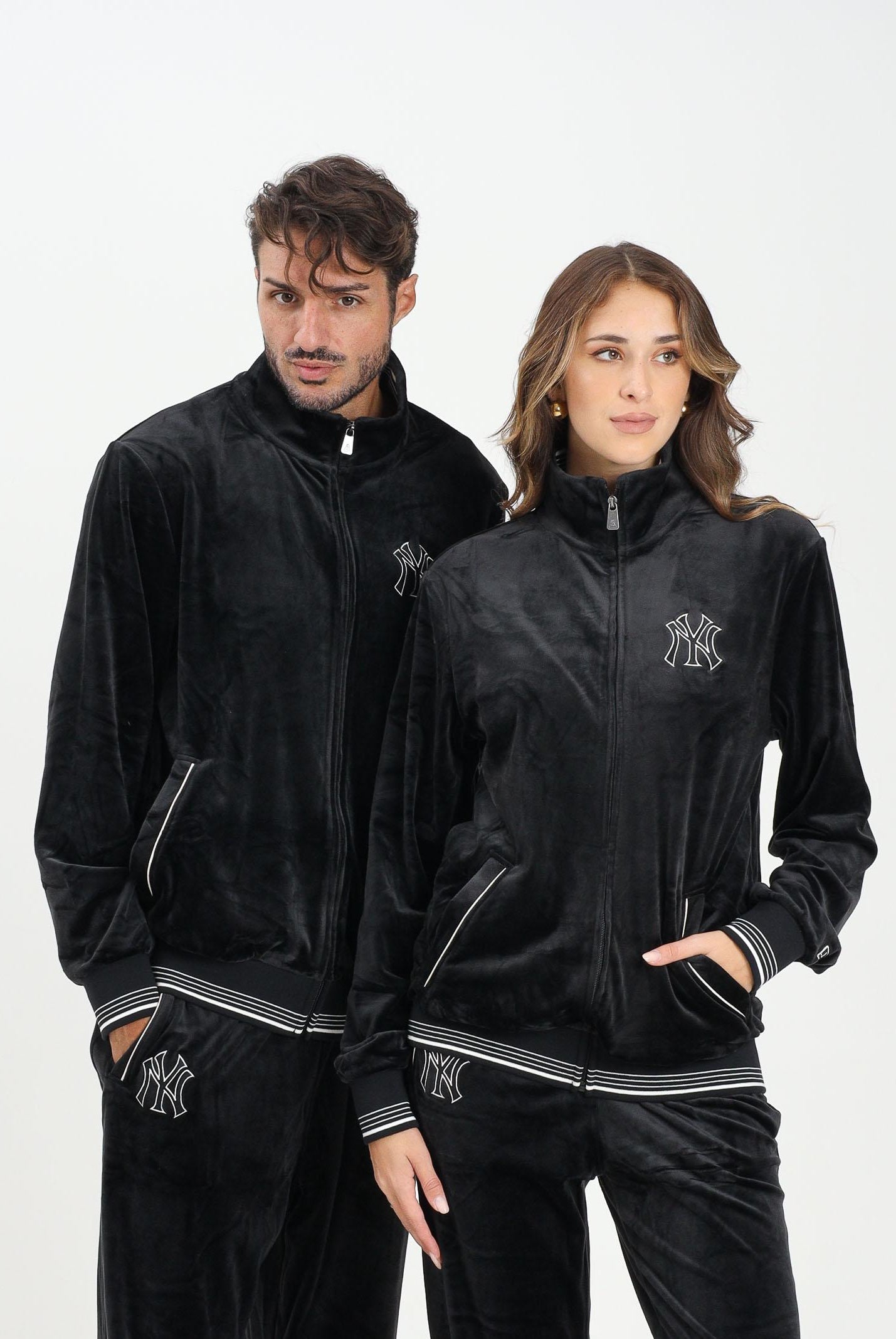 NEW ERA Felpa con zip New York Yankees MLB Velour nera per uomo e donna 60684343 . NEW ERA