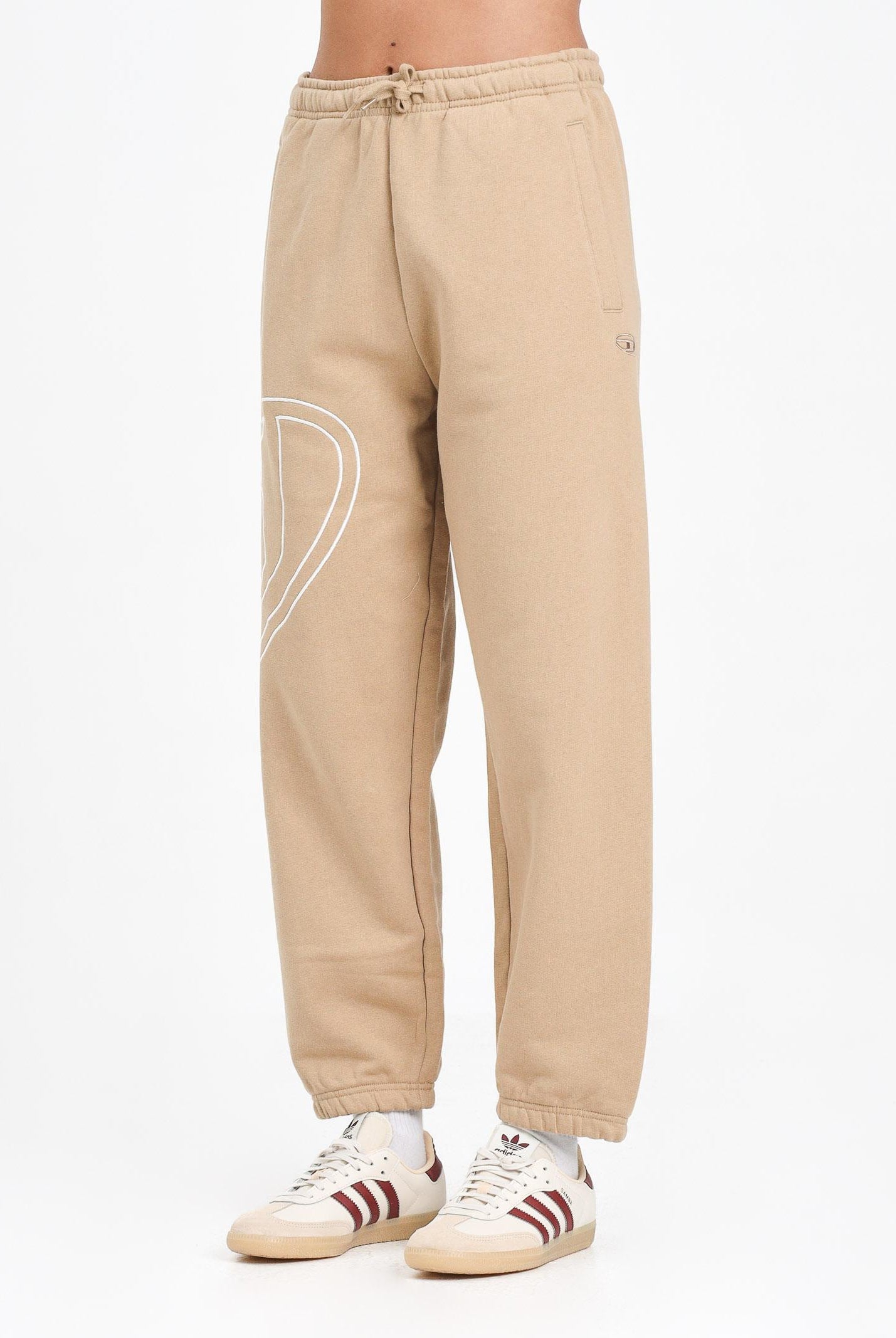 DIESEL Pantalone sportivo beige per donna, ragazzi e bambini con maxi logo Oval D J022720GYCJ K726 DIESEL