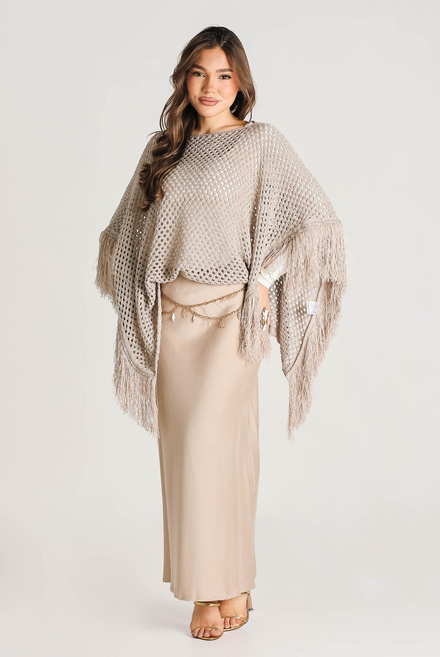 AKEP Gonna lunga beige da donna GOKD13172 V1 AKEP