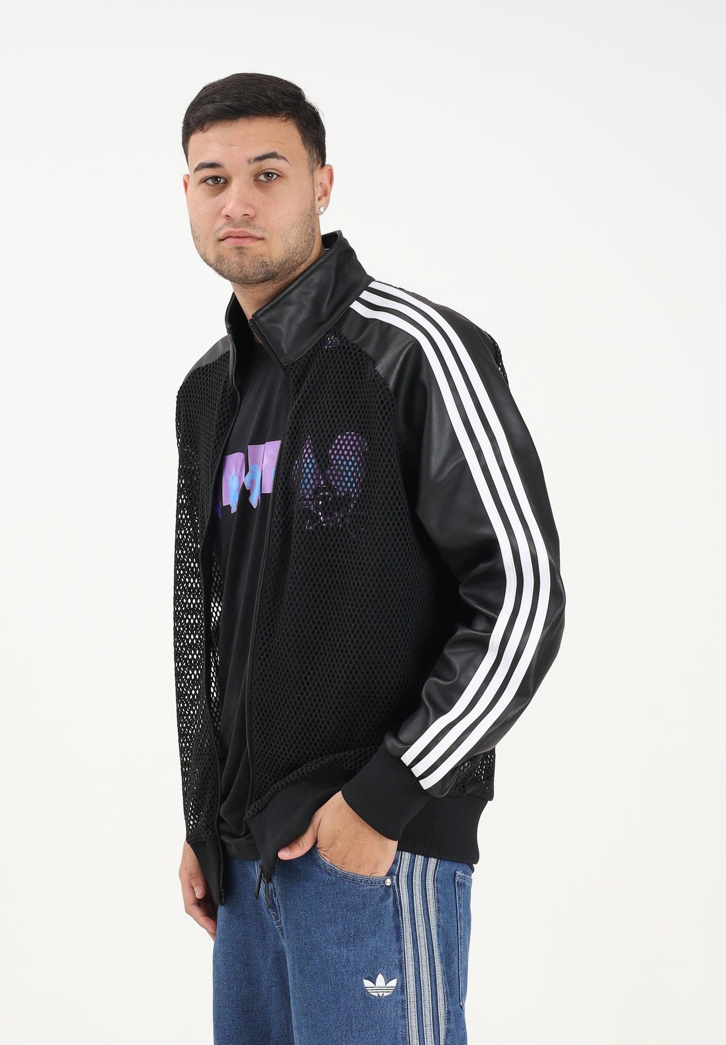 ADIDAS ORIGINALS Felpa con zip adidas x Jeremy Scott Pride in ecopelle nera da uomo JY2016 ADIDAS ORIGINALS
