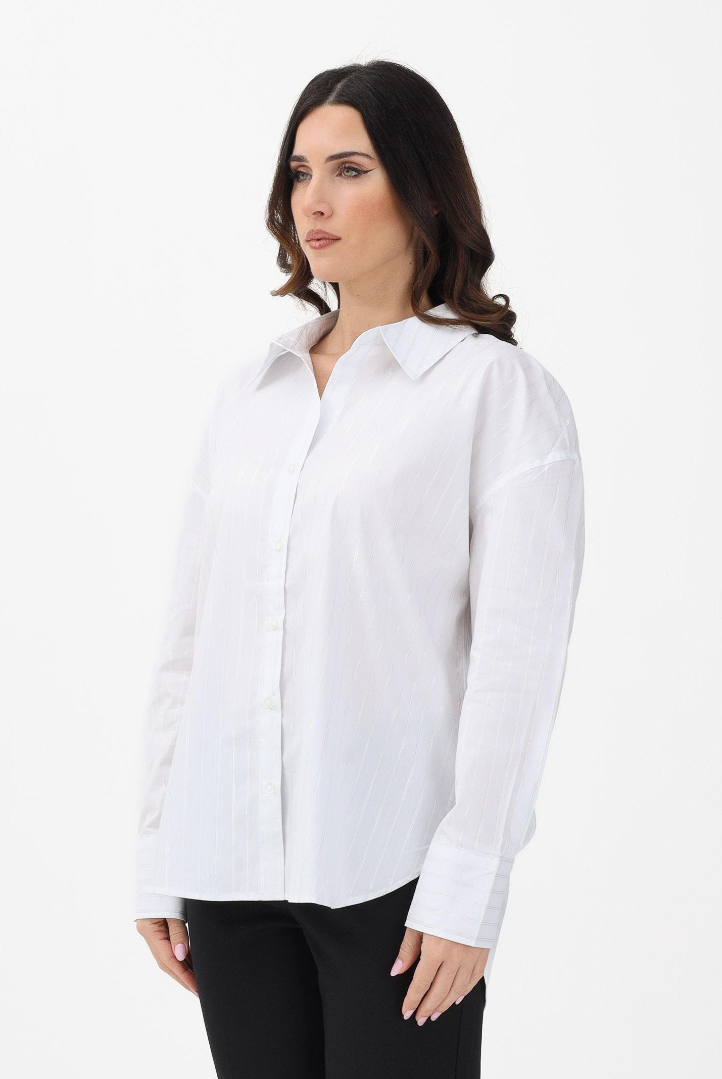 JDY Camicia a manica lunga bianca da donna con sottili righe verticali 15359455 WISI JDY