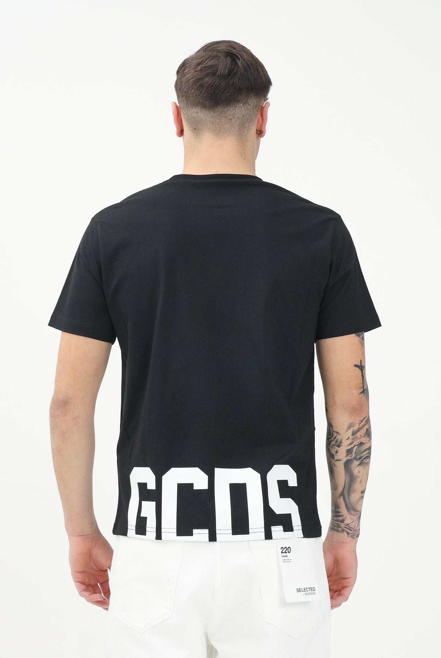 GCDS T-shirt a manica corta nera per uomo e donna con logo sul retro Z0MLQC101J023 999A GCDS