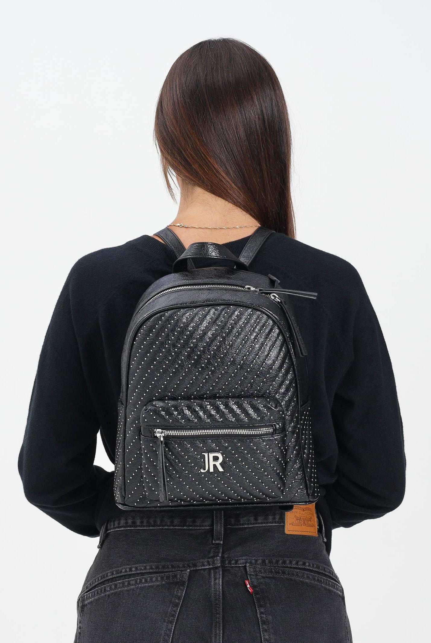 RICHMOND Zaino nero da donna con lavorazione trapuntata e micro borchie RWA25238ZA ARG RICHMOND