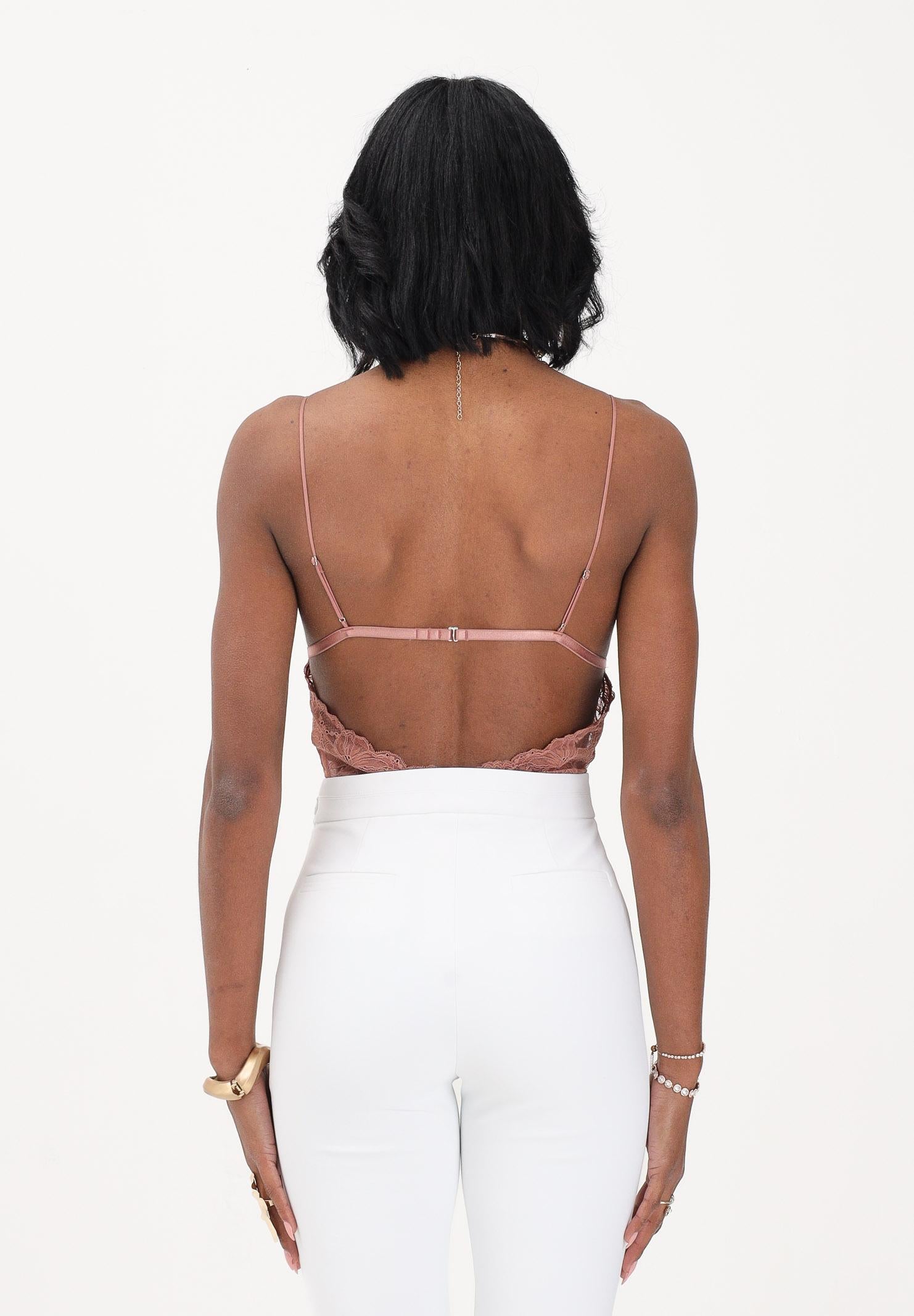 PATRIZIA PEPE Body in tulle e pizzo stretch terracotta da donna 2I0143A602 B885 PATRIZIA PEPE