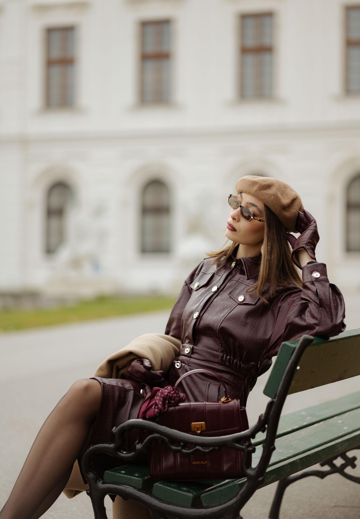 SANTAS Abito midi MYSTÈRE bordeaux da donna PV2618 BO SANTAS