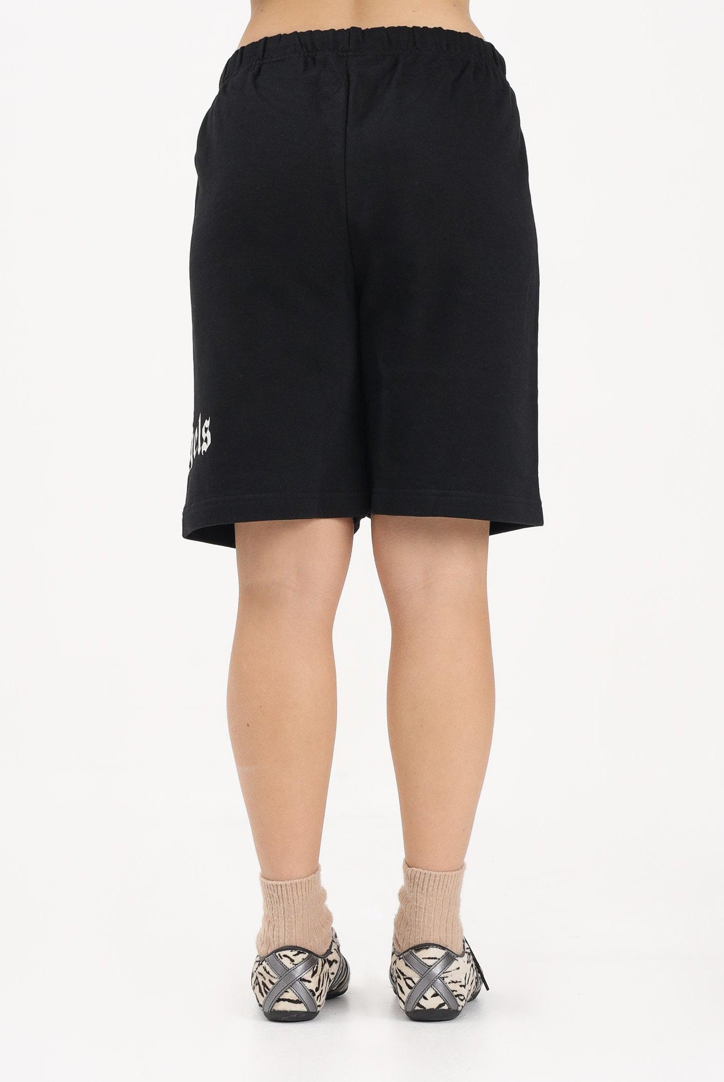 PALM ANGELS Shorts sportivo nero per donna, ragazzi e bambini con logo PBCI006S26FLE001 110 PALM ANGELS
