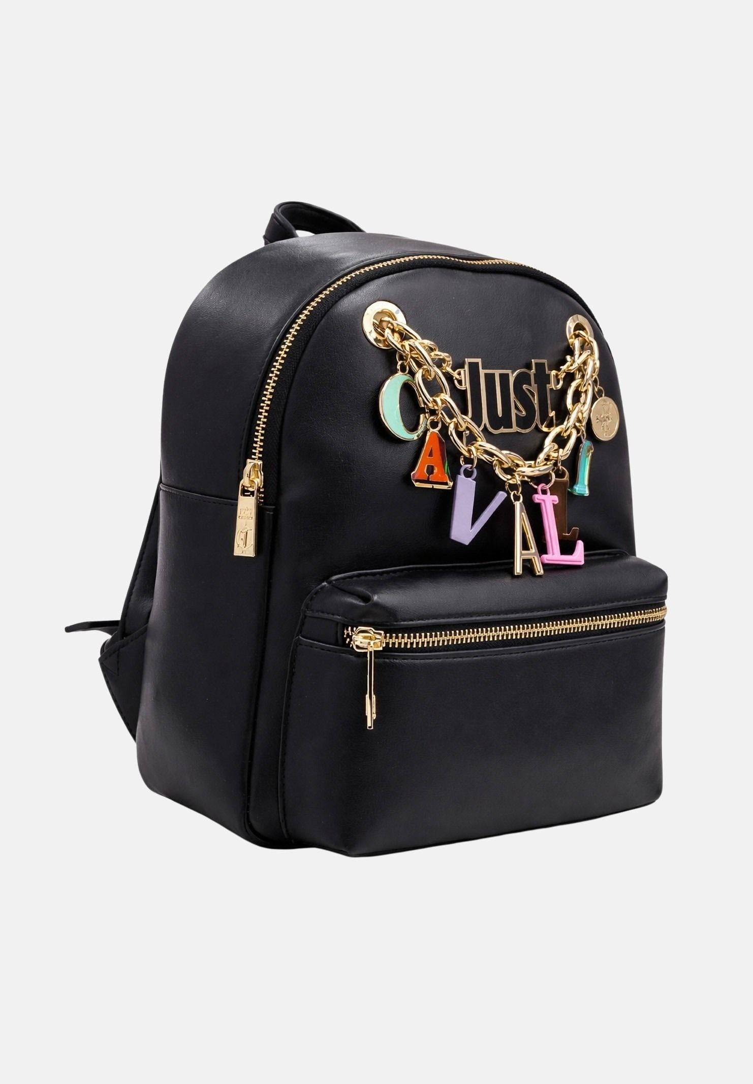 JUST CAVALLI Zaino nero da donna con charm 80RA4BE6ZSD85 899 JUST CAVALLI