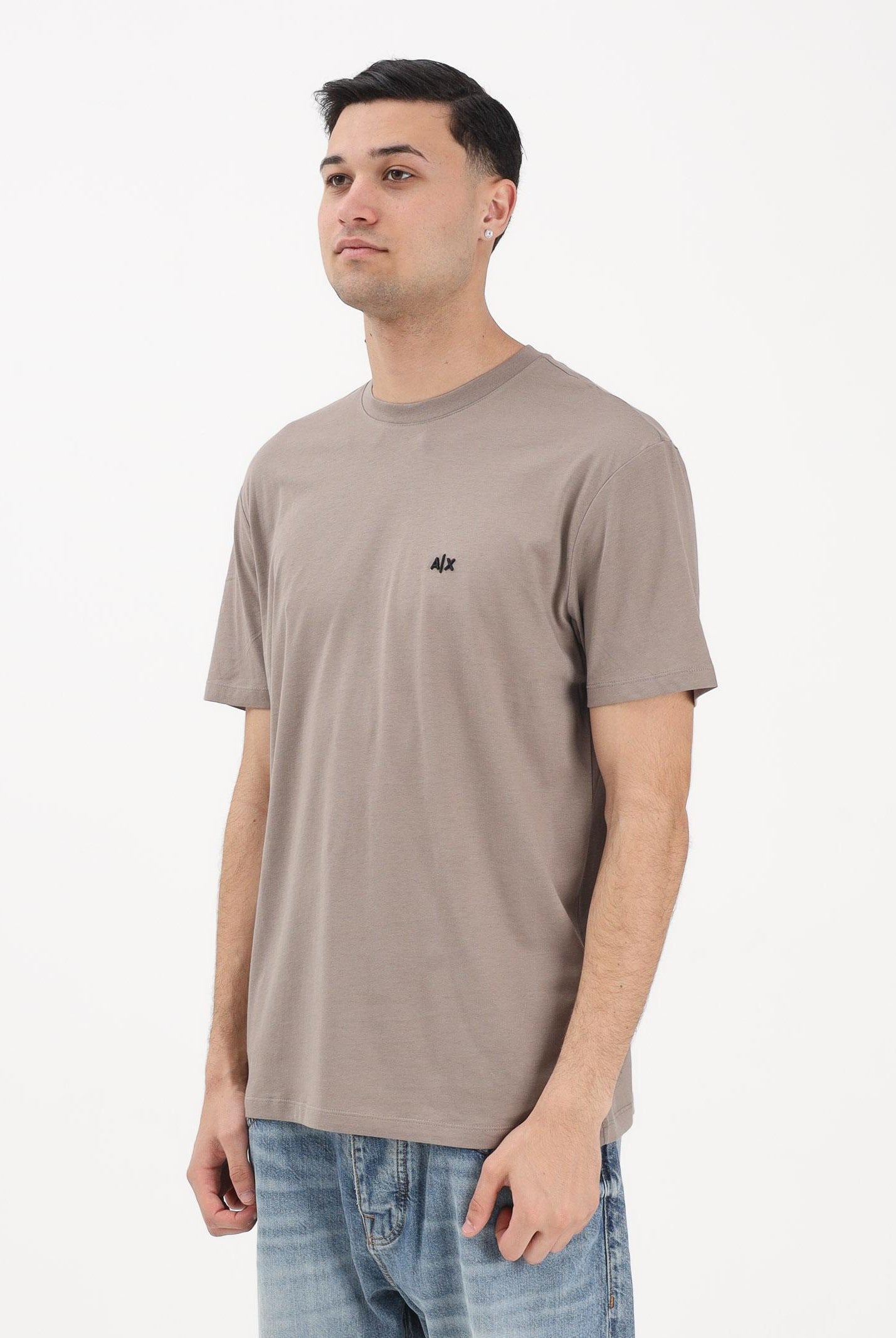ARMANI EXCHANGE T-shirt a manica corta marrone da uomo con ricamo A|X XM001568AF10358 U6107 ARMANI EXCHANGE