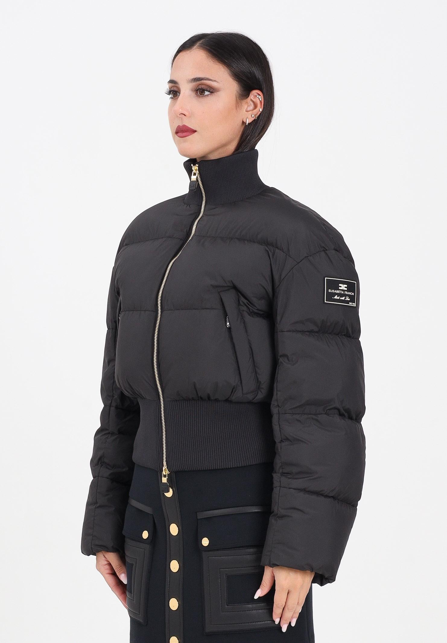 ELISABETTA FRANCHI Bomber nero da donna con patch logo PI85D56E2 110 ELISABETTA FRANCHI