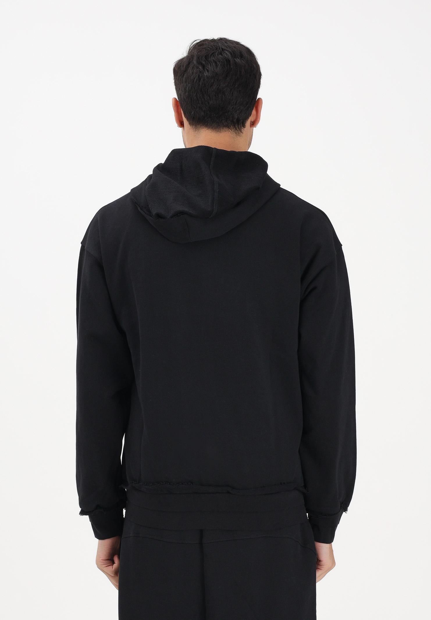 DISCLAIMER Felpa con zip nera da uomo rifinita da logo 26EDS55451 NE DISCLAIMER