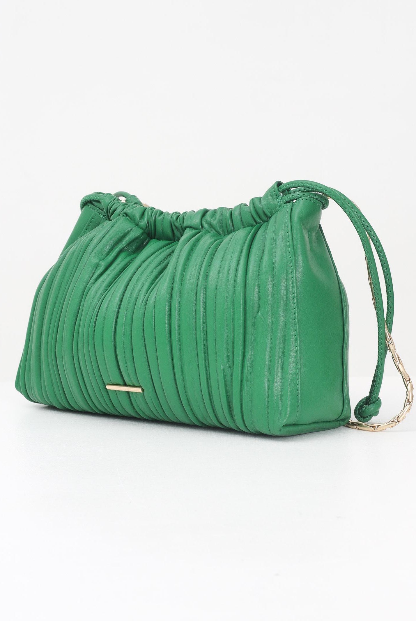 CALVIN KLEIN Borsa a spalla verde da donna in ecopelle plissettata LV04F3076G 0K6 CALVIN KLEIN