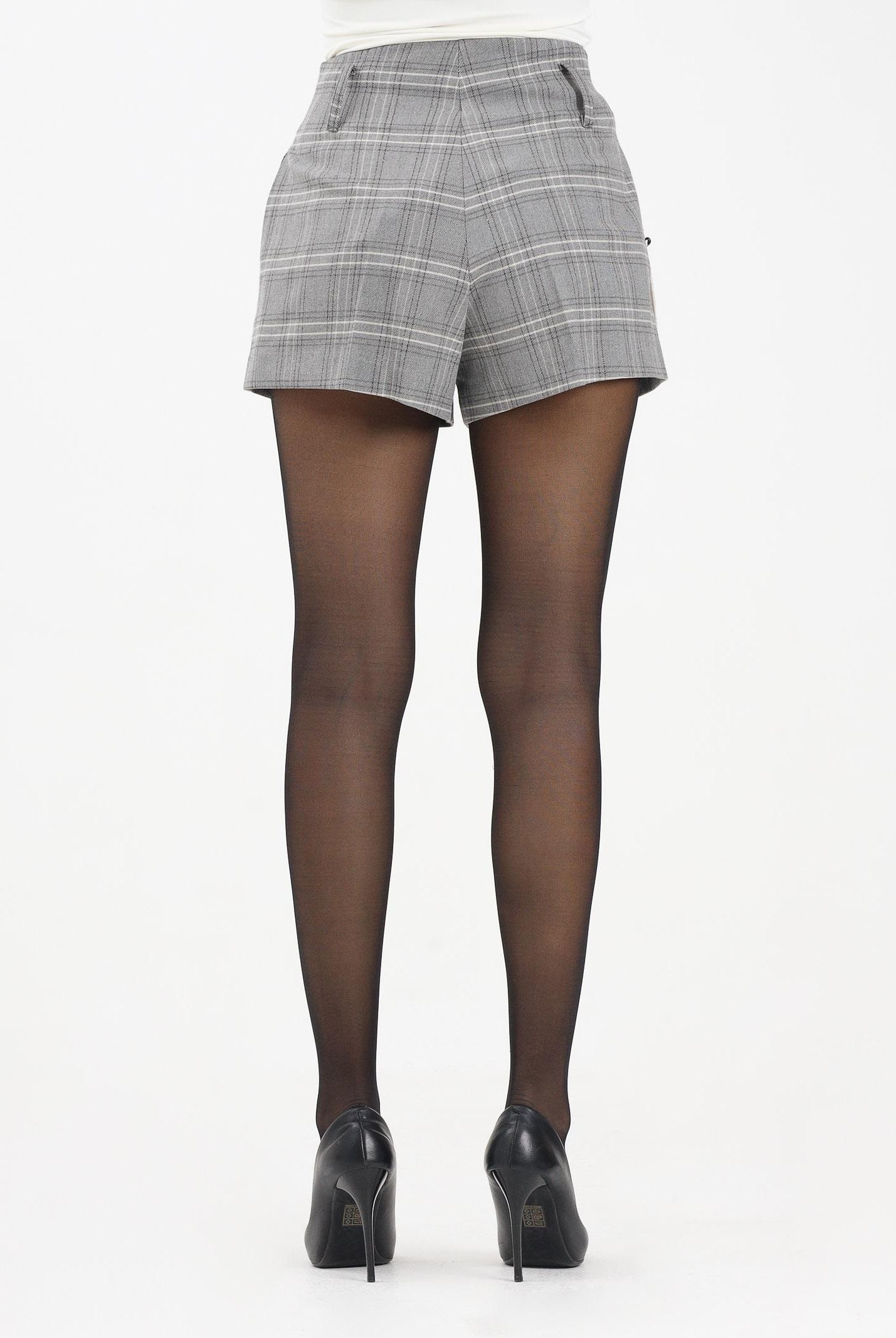 MAR DE MARGARITAS Shorts Ardesia grigio da donna con fantasia a quadri MMABW01423 GR00 Mar de margaritas