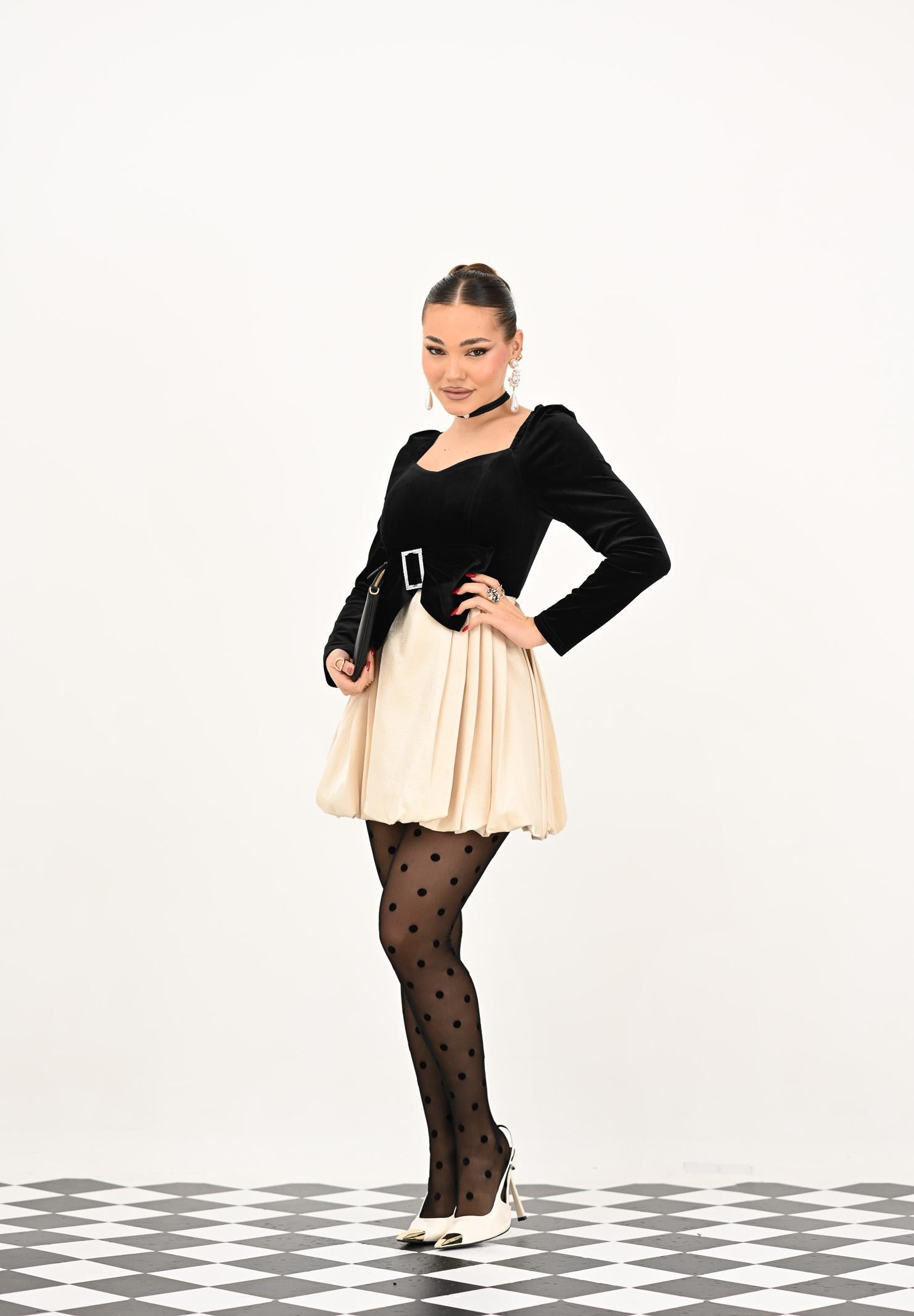 ODI ODI Abito corto Oleggio nero e panna da donna OLEGGIO110W5 1L ODI ODI