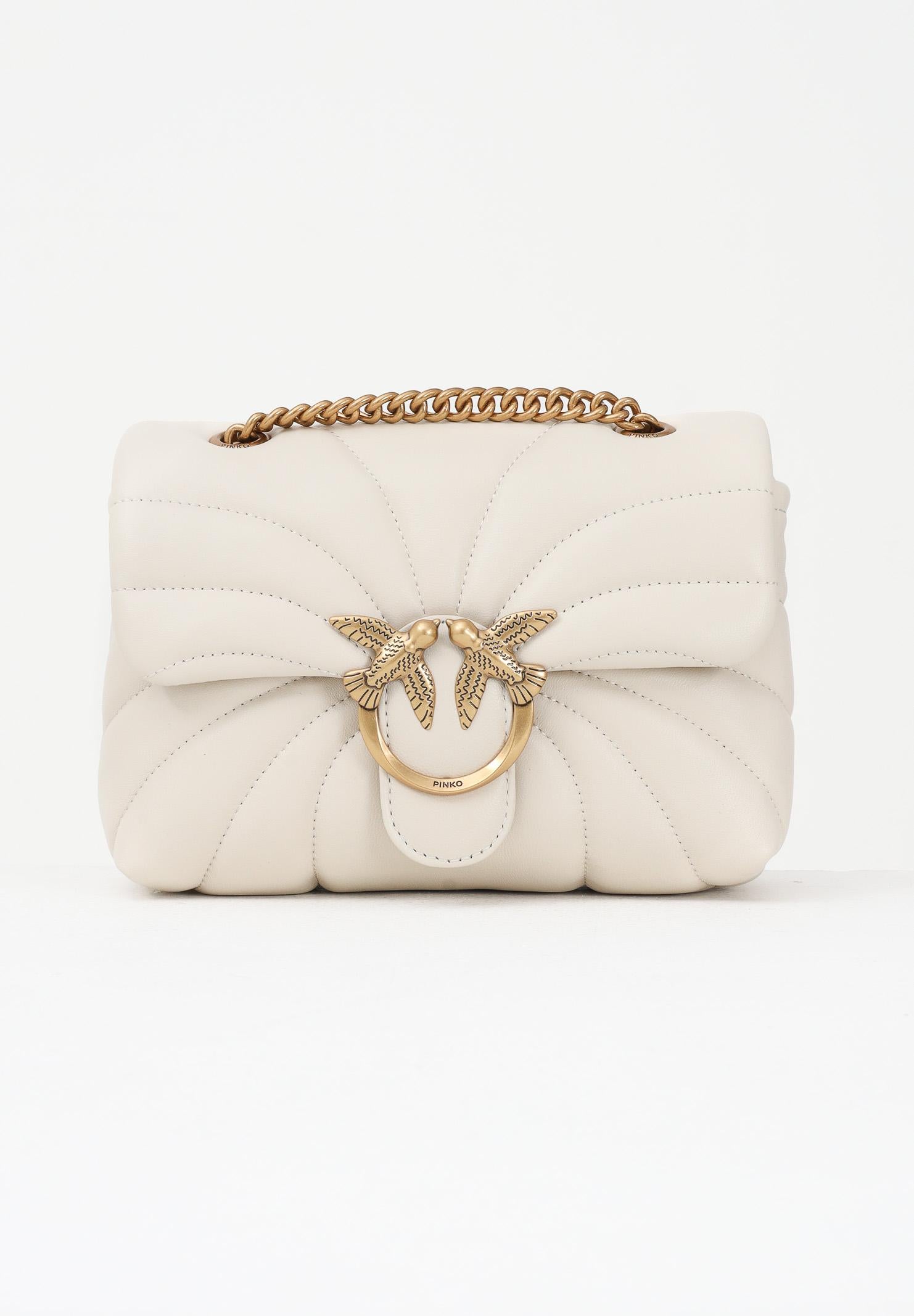 PINKO Borsa a tracolla Mini Love Bag Puff panna da donna in nappa con trapuntatura Butterfly 100039A1EX Z14Q PINKO