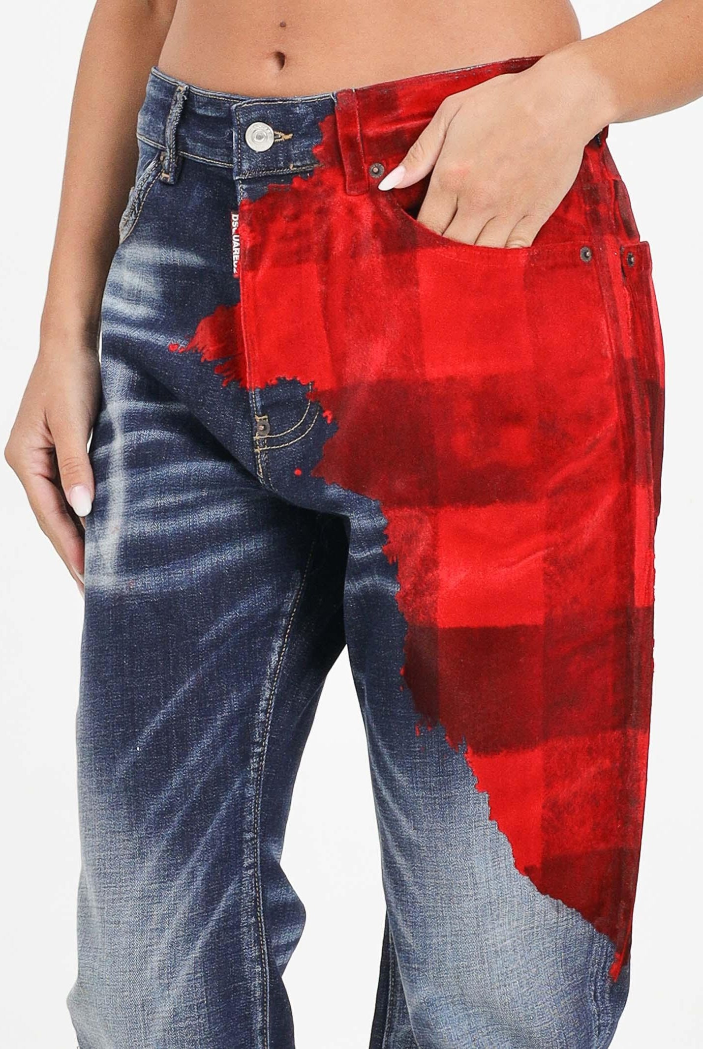 DSQUARED2 Jeans per donna, ragazzi e bambini in denim blu sfumato con stampa digitale DQ3101D0AEK DQ01 DSQUARED2