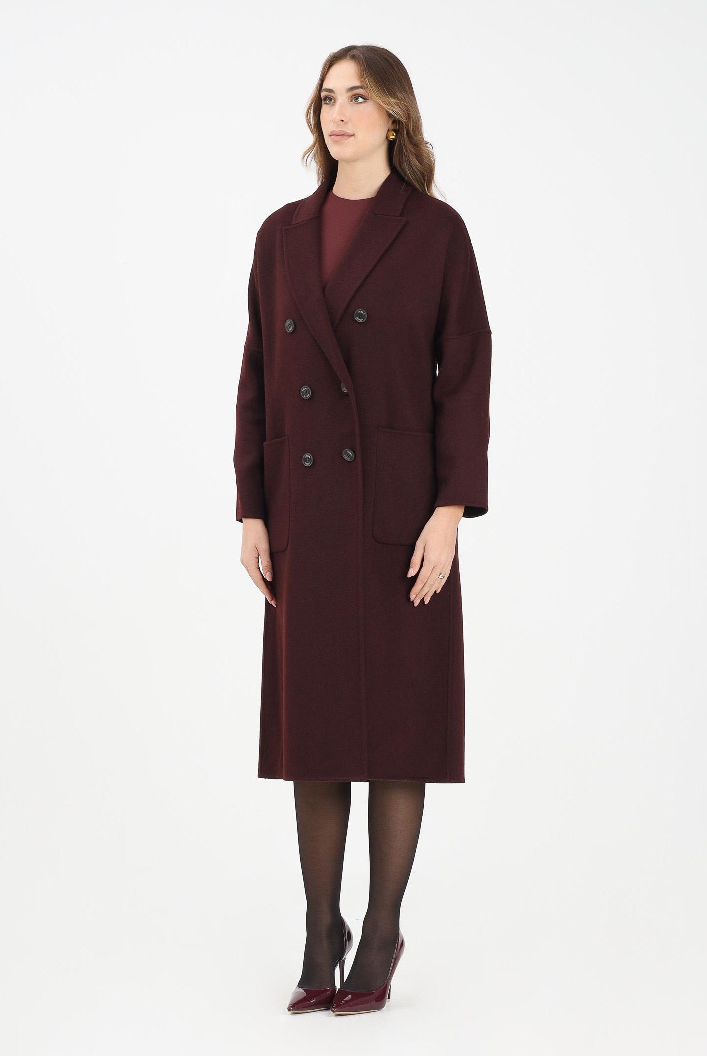 VICOLO Cappotto lungo bordeaux da donna TF0001 FU39 VICOLO