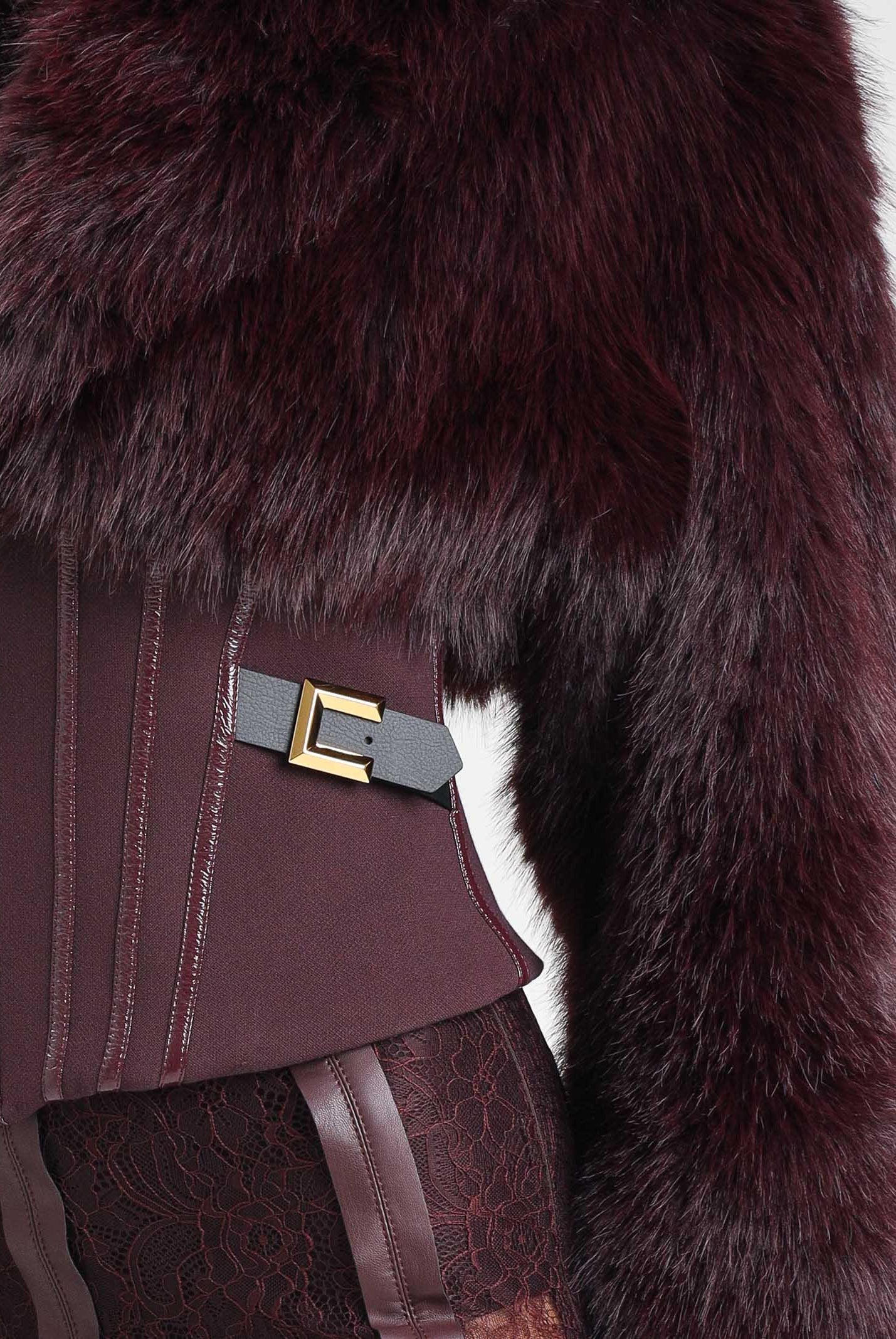 ELISABETTA FRANCHI Pelliccia bordeaux da donna con bustier GB05A57E2 EA4 ELISABETTA FRANCHI