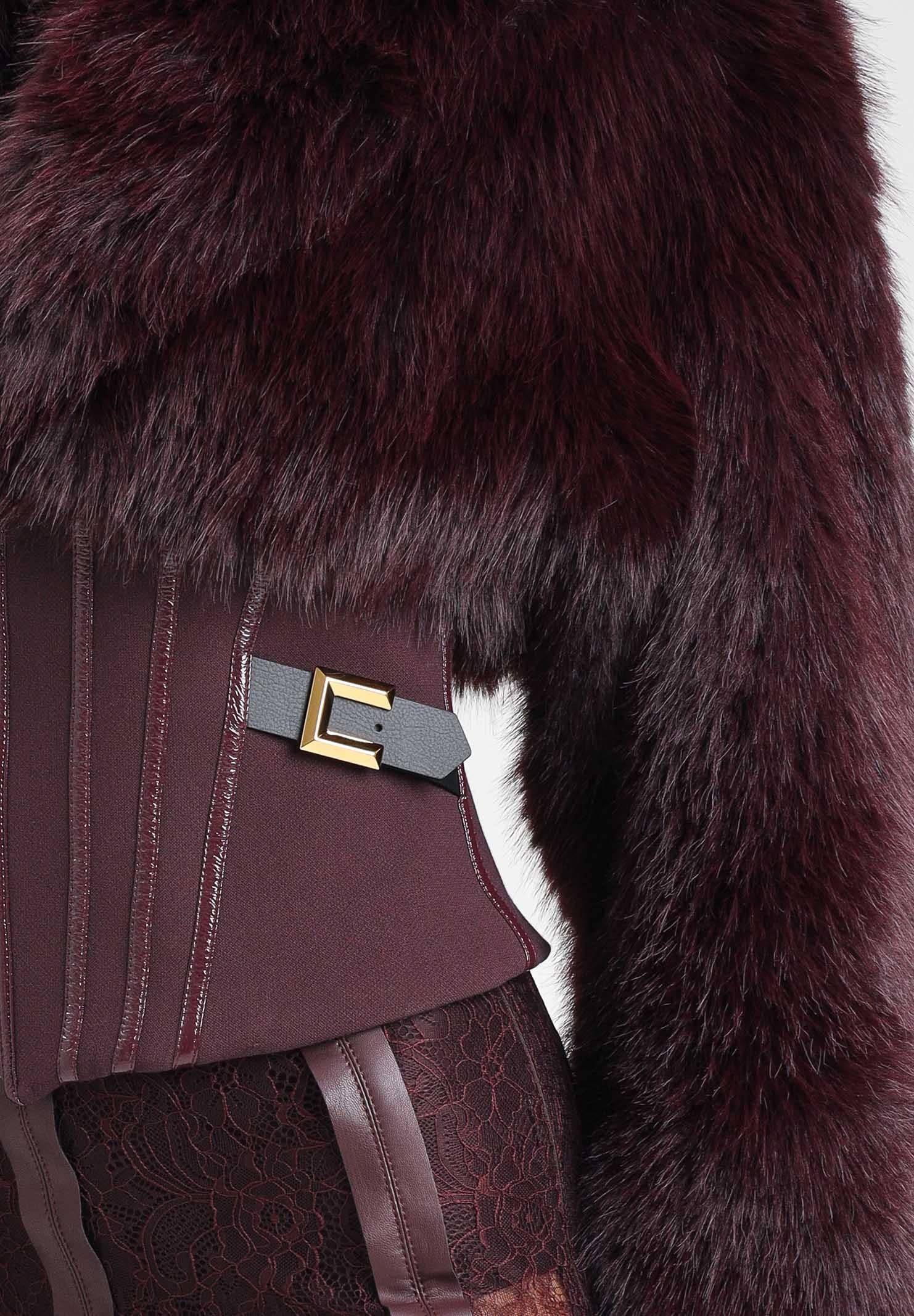 ELISABETTA FRANCHI Pelliccia bordeaux da donna con bustier GB05A57E2 EA4 ELISABETTA FRANCHI