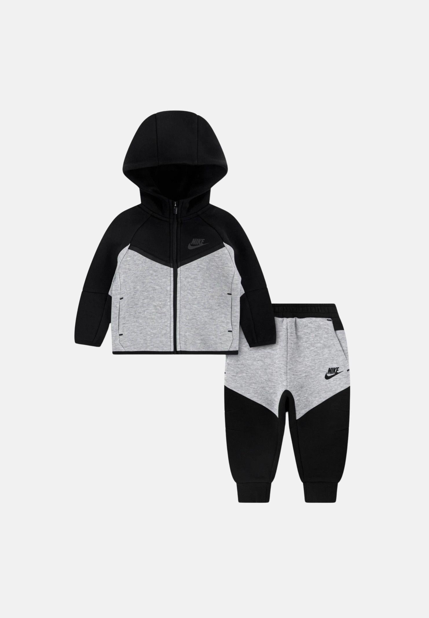 NIKE Tuta Tech Fleece grigia e nera da neonato 66M880 K90 NIKE