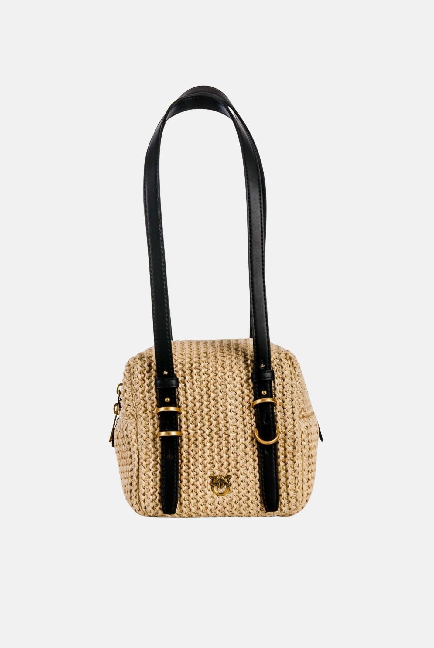 PINKO Borsa a spalla CUBIC in rafia beige da donna 106465A391 C24Q PINKO