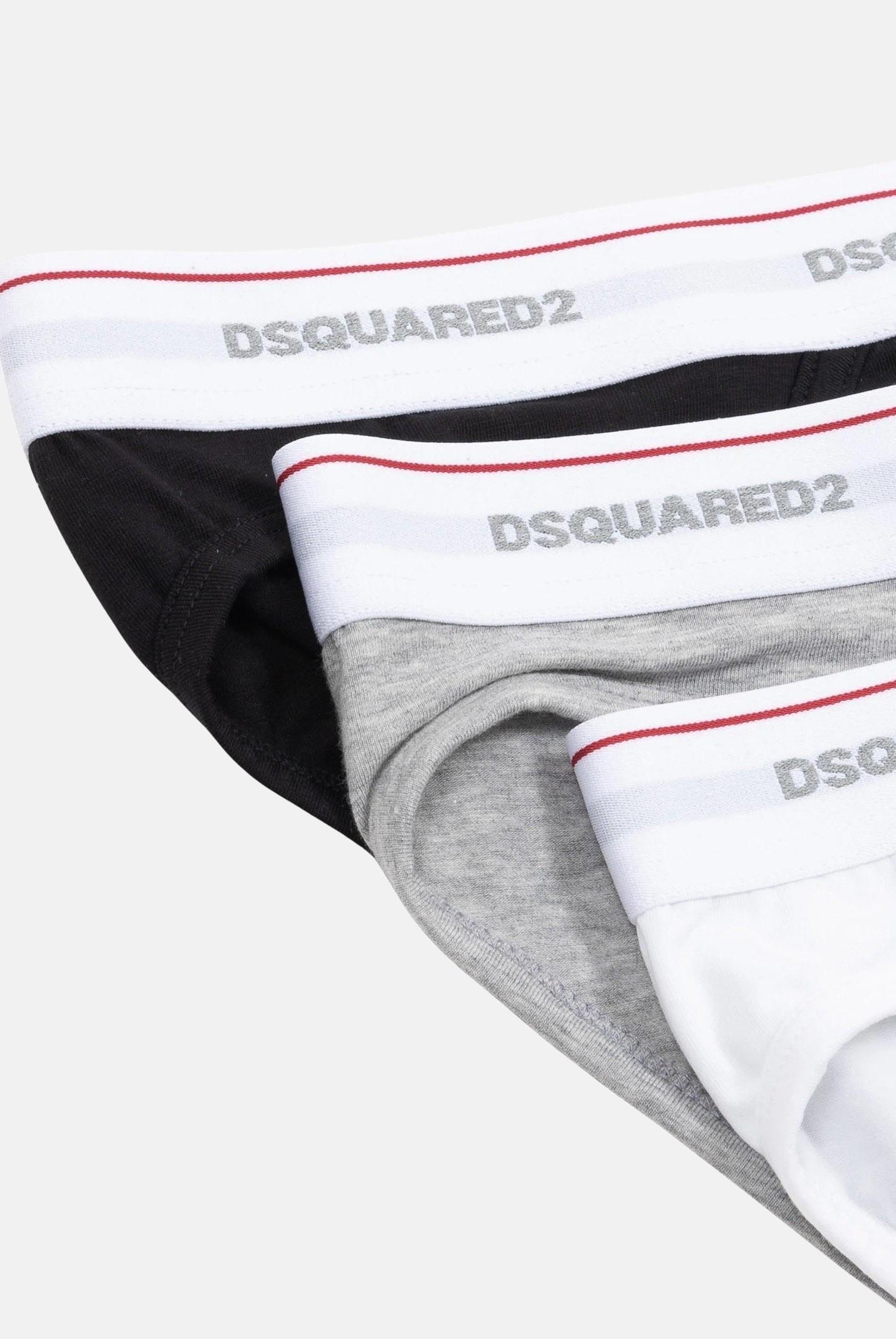 DSQUARED2 Slip (3pz) bianco, nero e grigio da uomo con fascia elastica logata DCX300060 984 DSQUARED2